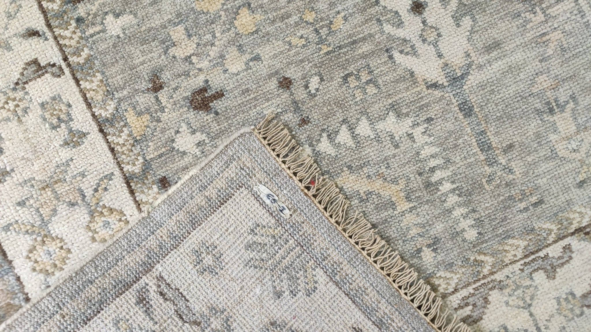 Danae 8.3x10 Grey and Ivory Hand-Knotted Oushak Rug | Banana Manor Rug Company