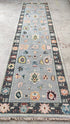 Danica 2.6x10 Blue and Light Blue Hand-Knotted Oushak Runner | Banana Manor Rug Company