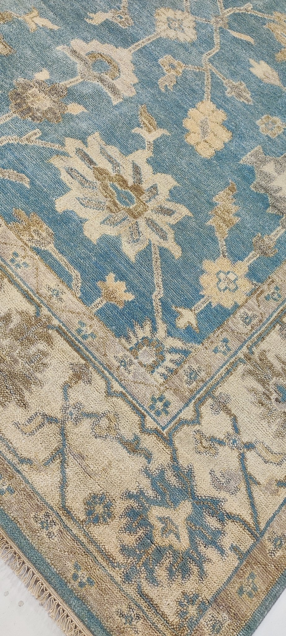 Danielle 8x10 Hand-Knotted Blue & Beige Oushak | Banana Manor Rug Factory Outlet