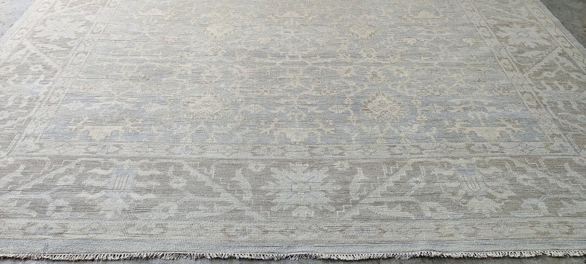 Debbi 11.6x14.9 Hand Knotted Silver Grey Turkish Oushak | Banana Manor Rug Factory Outlet