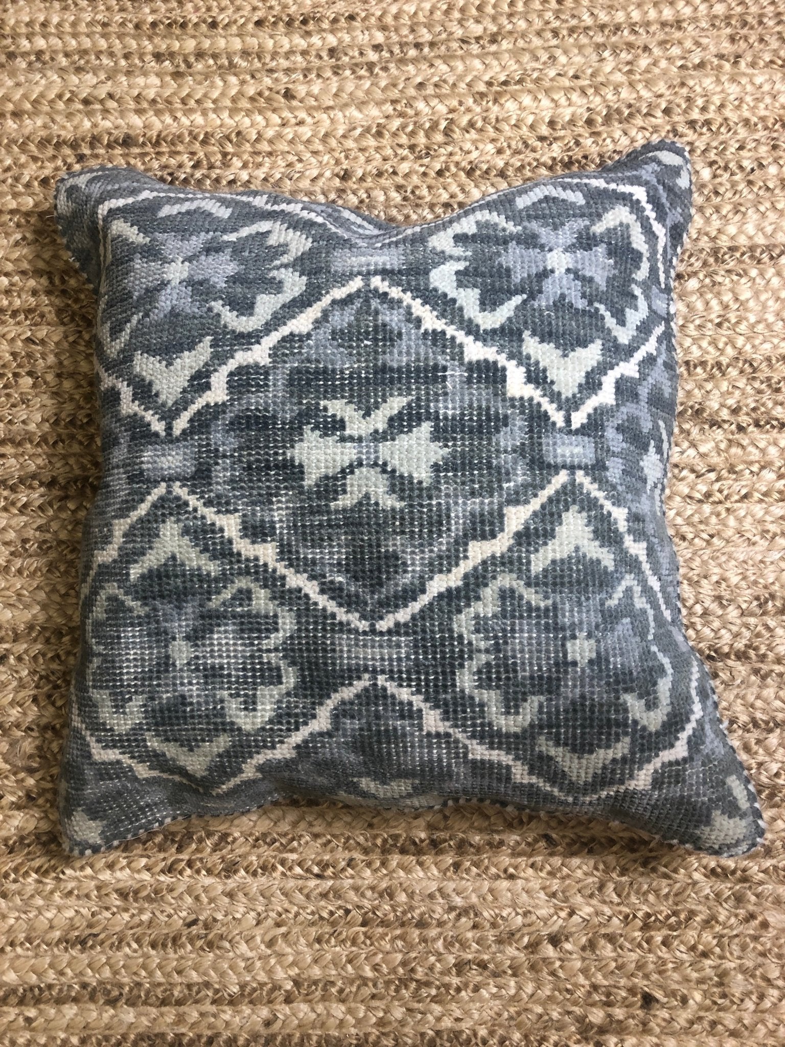 Delphine Grey and Beige Hand-Knotted Pillow | Banana Manor Rug Company