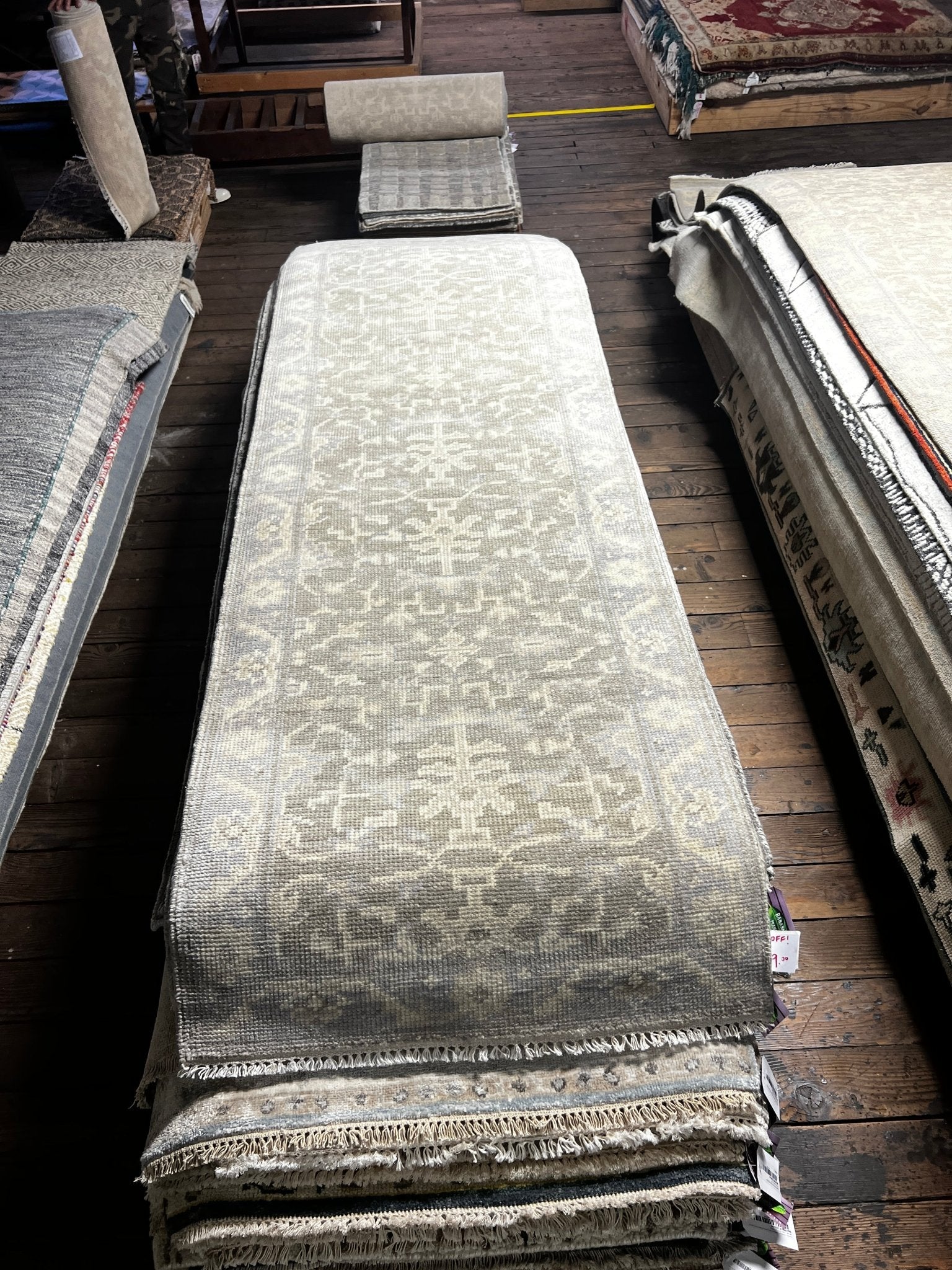 Demetra 2.6x19.9 Hand-Knotted Grey & Silver Turkish Oushak | Banana Manor Rug Factory Outlet