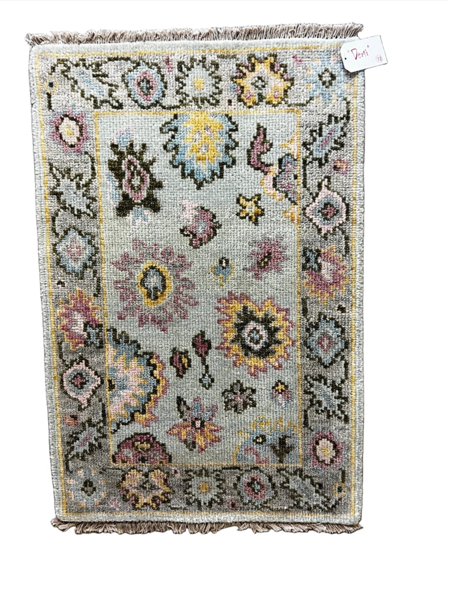 "Demi" Light Blue and Grey Hand-Knotted Oushak 8x10 | Banana Manor Rug Company