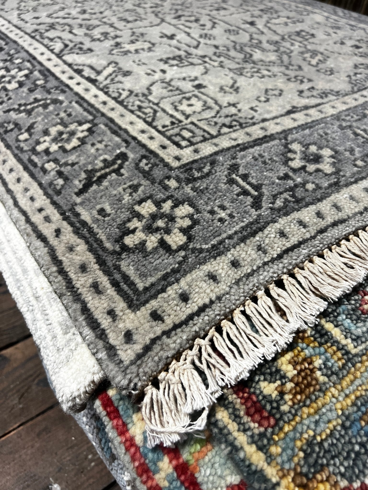 Denise McGaha 2.9x9 Grey and Silver Hand-Knotted Oushak Runner | Banana Manor Rug Factory Outlet