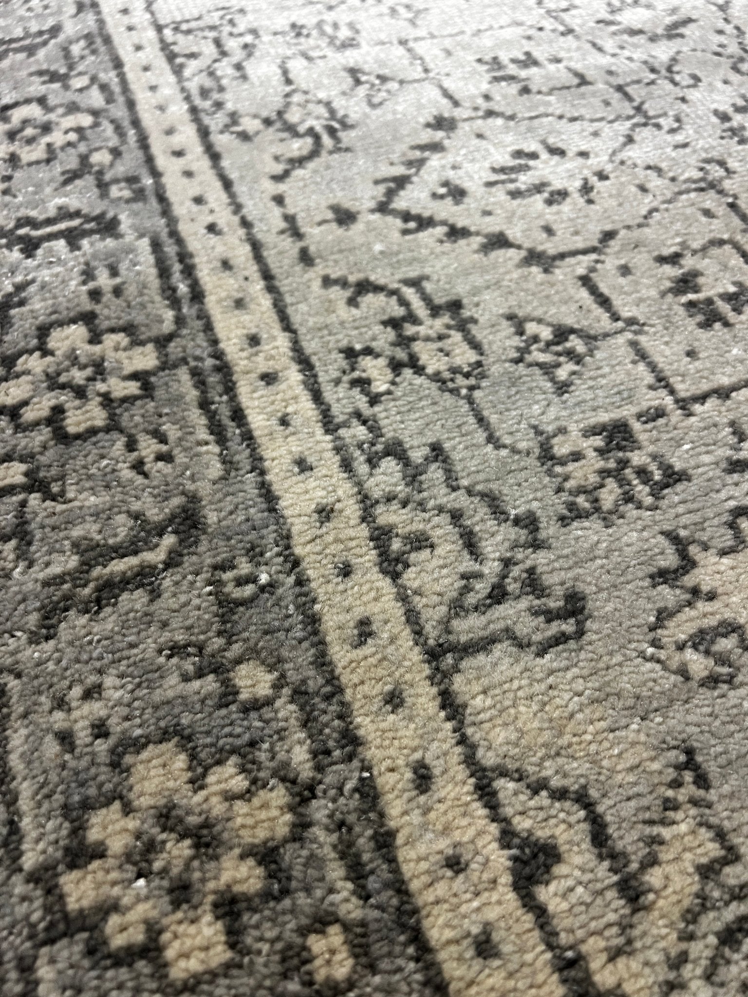 Denise McGaha Grey and Silver Hand-Knotted Oushak Runner 2.9x9 | Banana Manor Rug Company