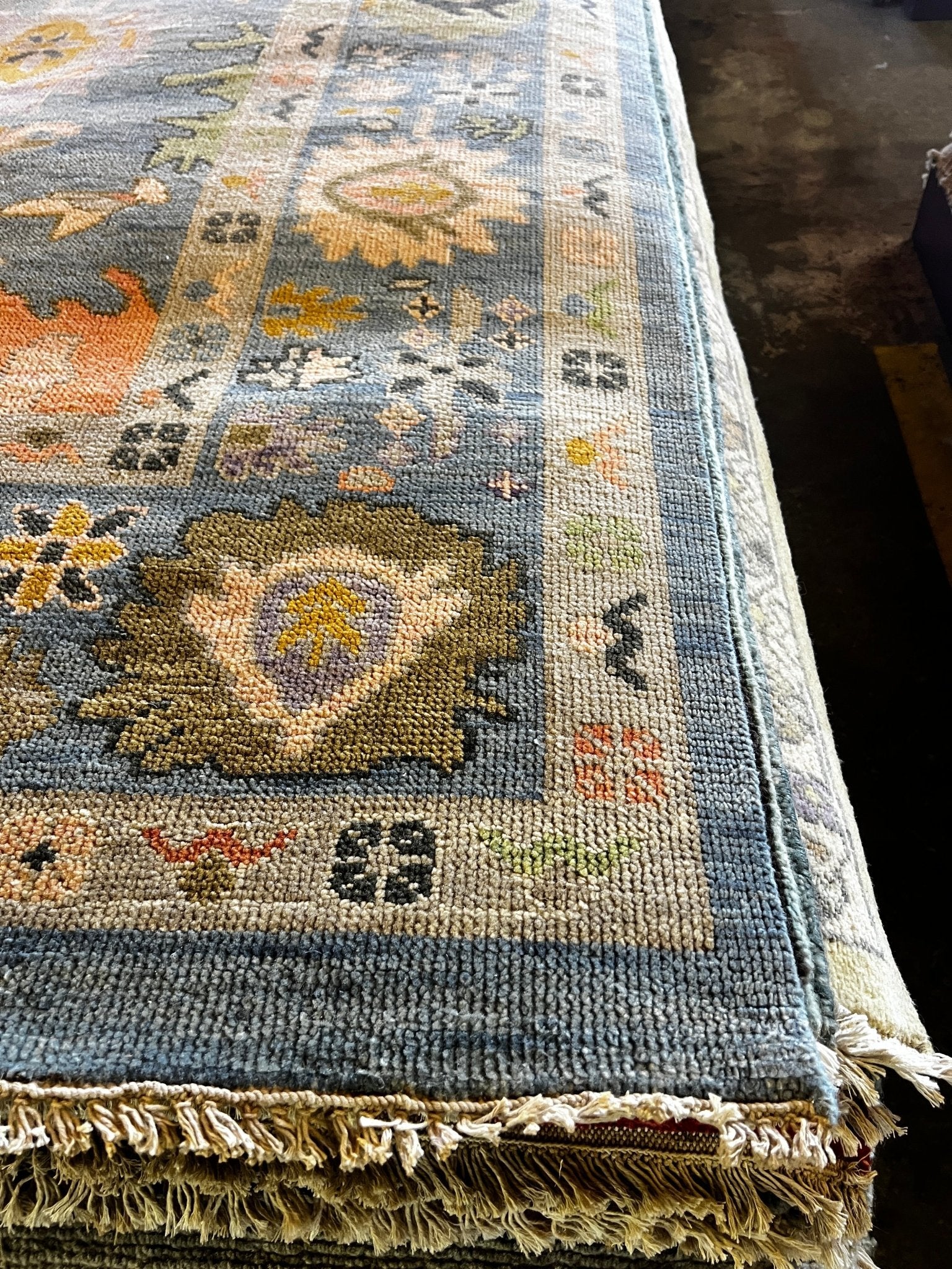 Devon 8x9.9 Blue Hand-Knotted Oushak Rug | Banana Manor Rug Factory Outlet
