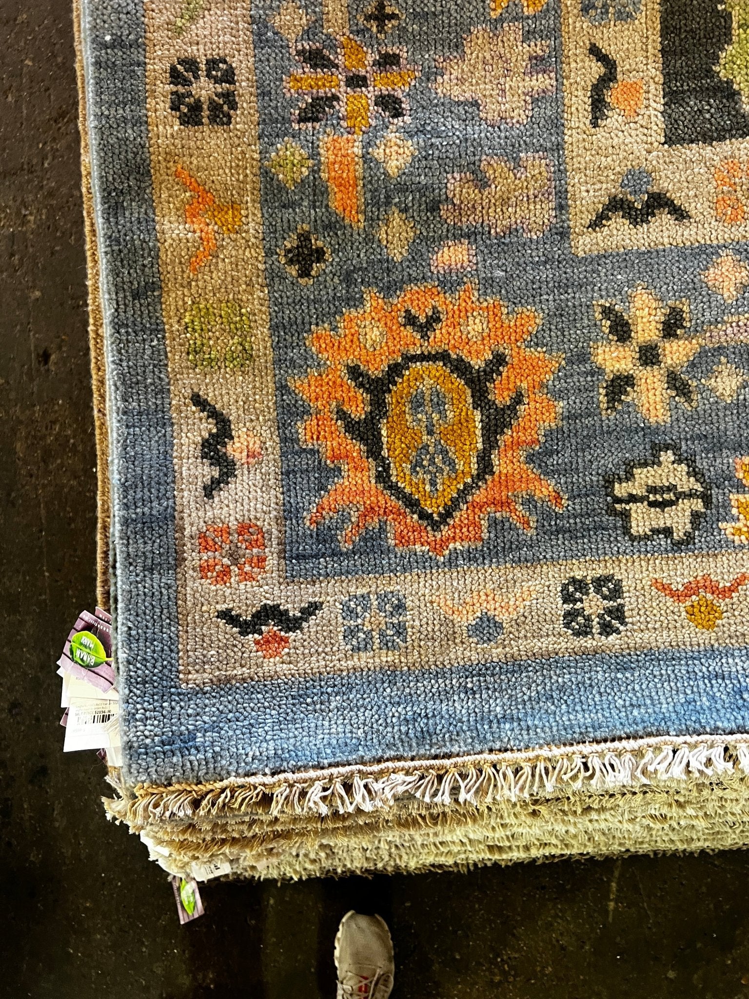 Devon 8x9.9 Blue Hand-Knotted Oushak Rug | Banana Manor Rug Factory Outlet