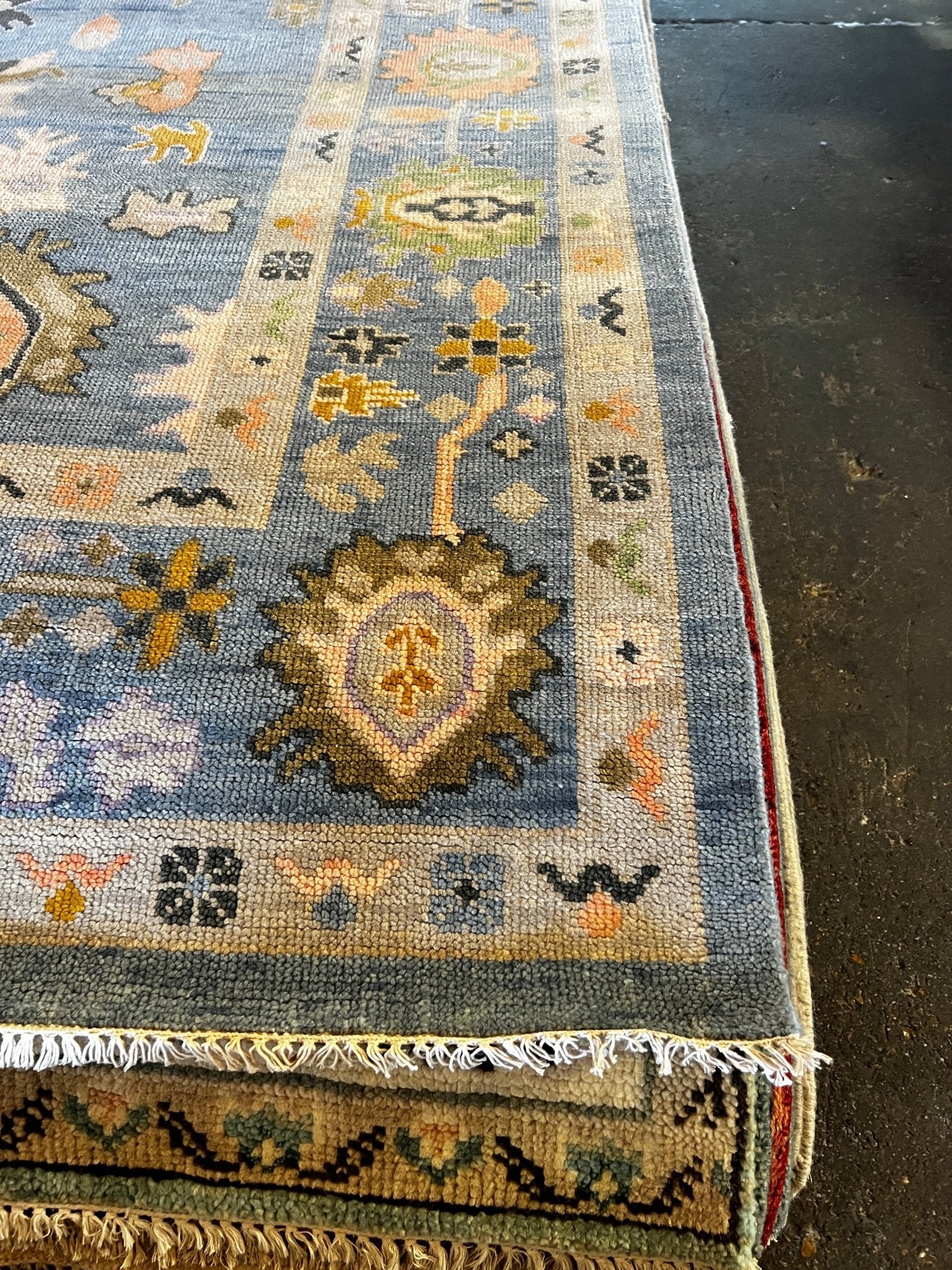 Devon 8x9.9 Blue Hand-Knotted Oushak Rug | Banana Manor Rug Factory Outlet