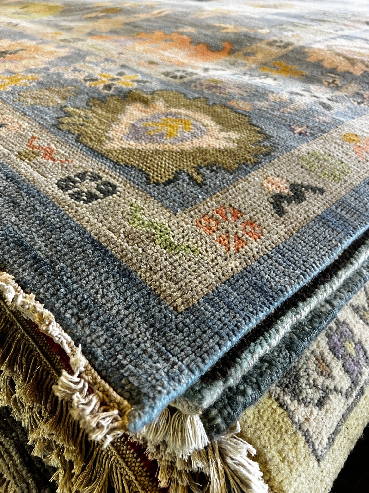Devon 8x9.9 Blue Hand-Knotted Oushak Rug | Banana Manor Rug Factory Outlet