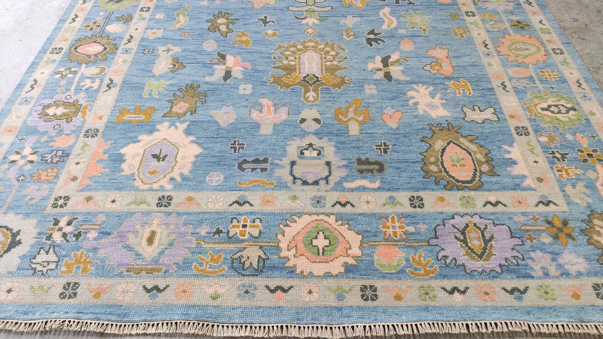 Devon 8x9.9 Blue Hand-Knotted Oushak Rug | Banana Manor Rug Company