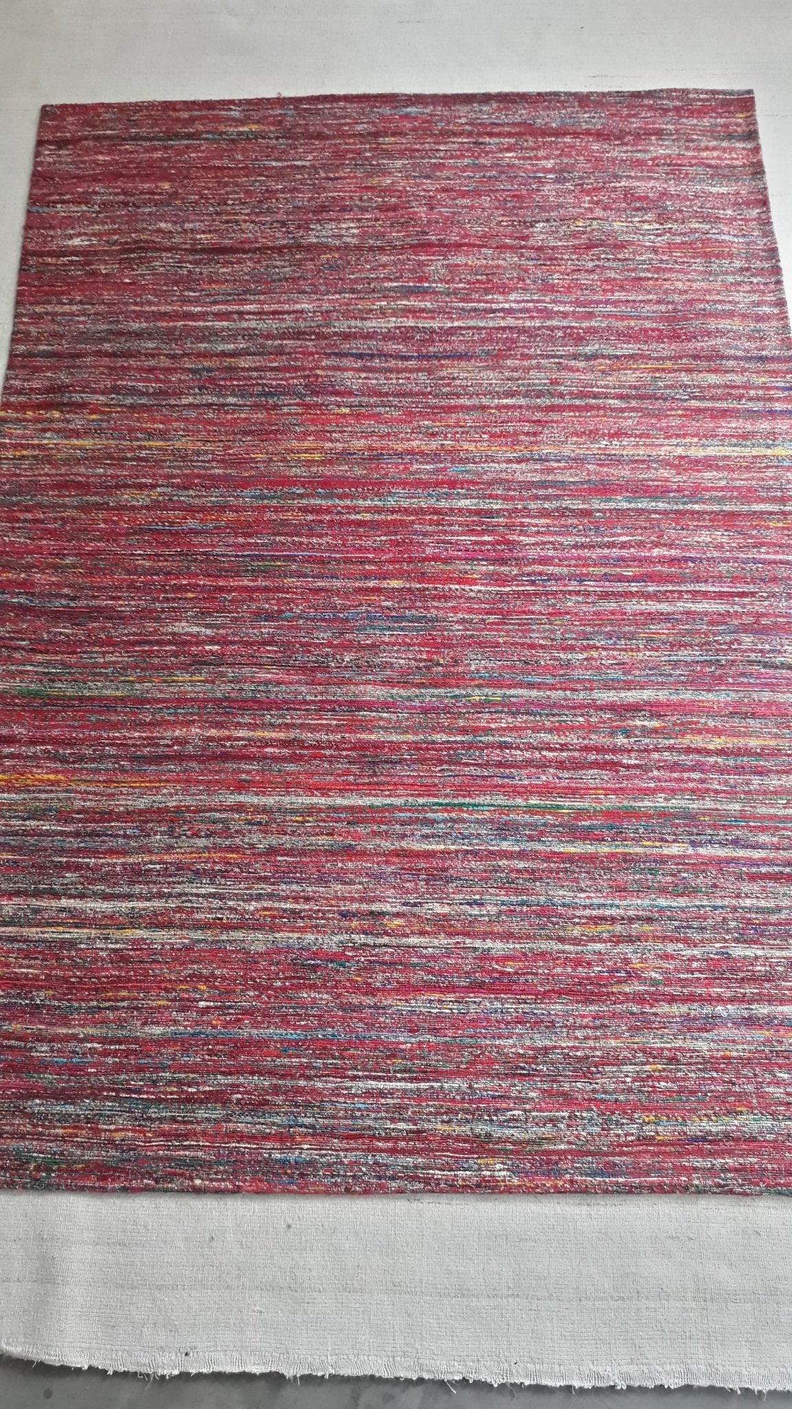Dial Up the Color/Lower the Price Handwoven Jacquard Wool Dhurries w/Textured Abrash Rug | Banana Manor Rug Company