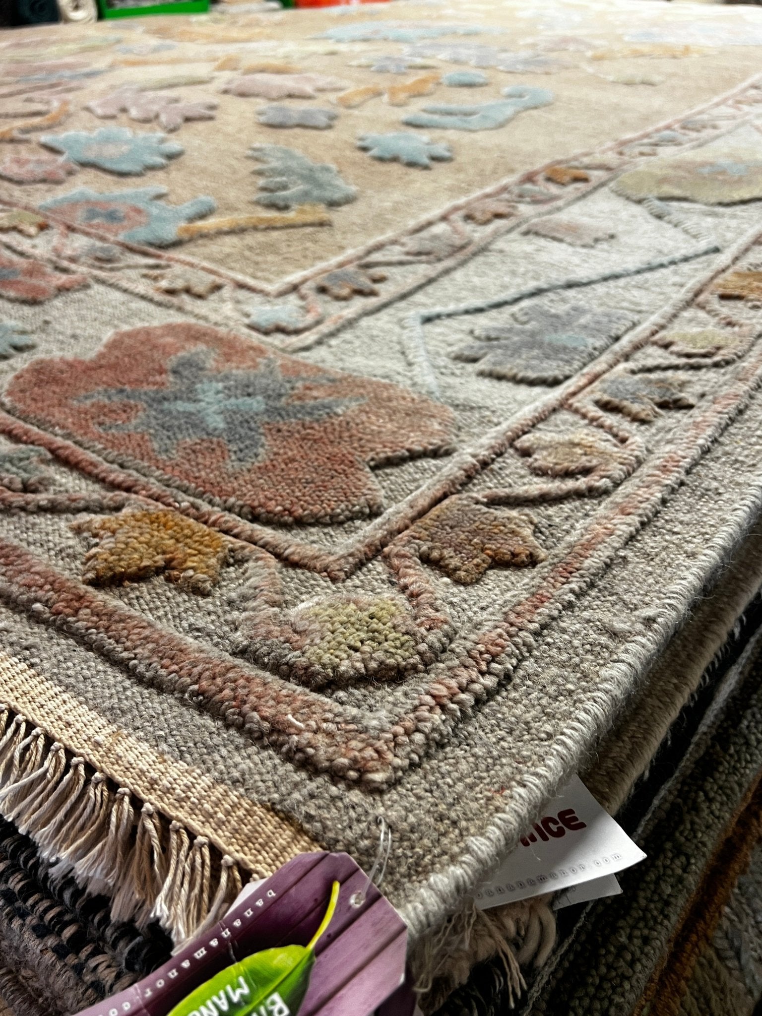 Dianne Walker 9.6x12.6 Hand-Knotted Oushak Rug Light Brown and Grey | Banana Manor Rug Factory Outlet