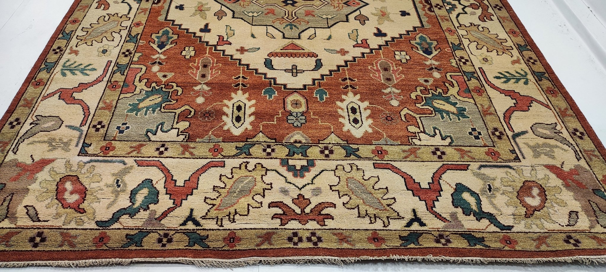 Diedre Hall 9x11.9 Hand-Knotted Rust & Gold Serapi | Banana Manor Rug Factory Outlet