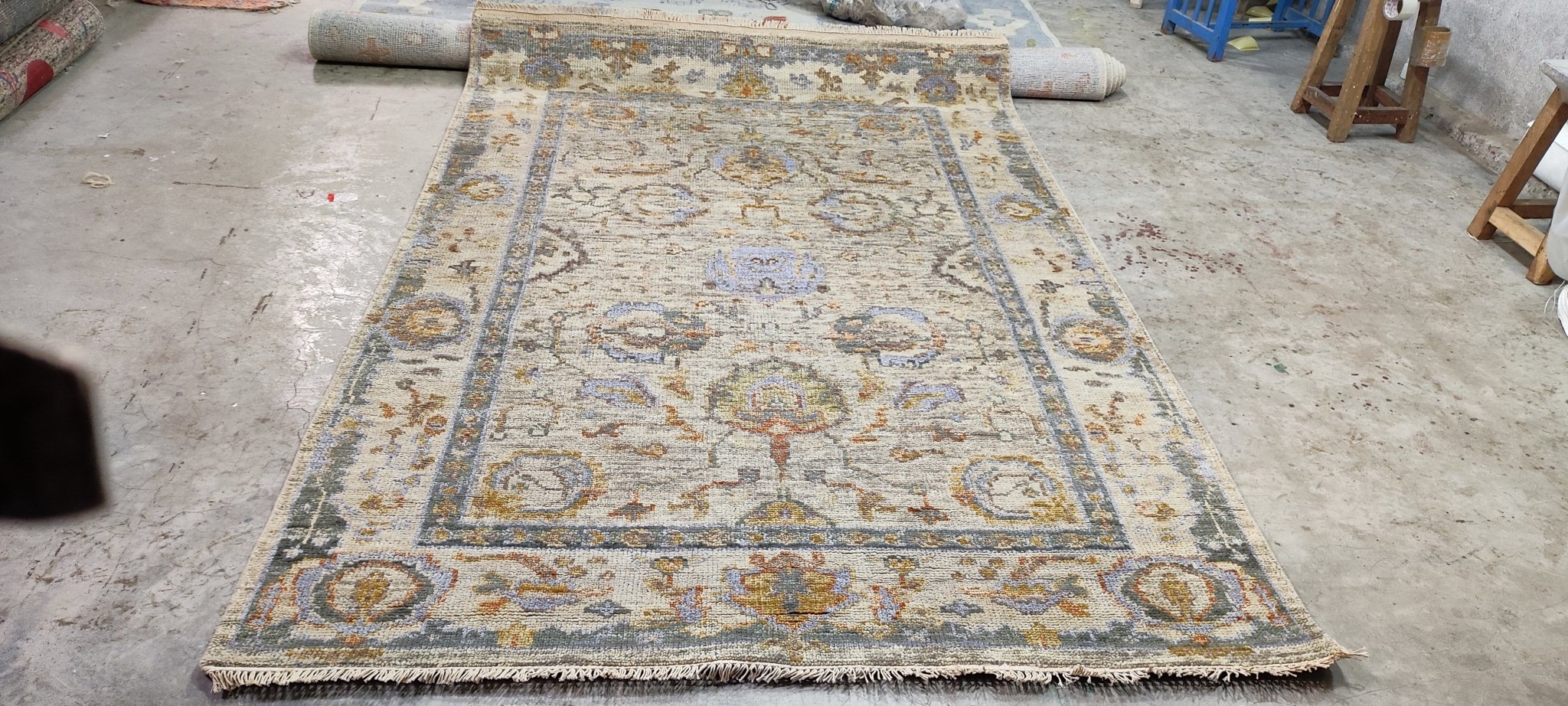 Doniphan Moore Beige Hand-Knotted Oushak Rug 6x9 | Banana Manor Rug Company