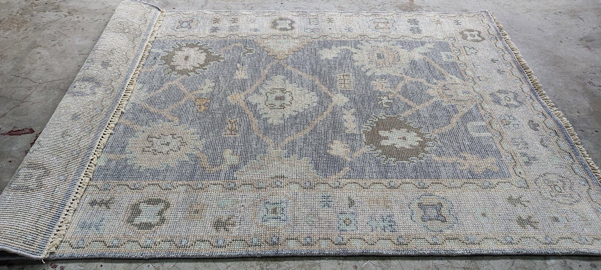 Donna Michelle 4.3x6 Hand Knotted Grey & Silver Turkish Oushak | Banana Manor Rug Factory Outlet