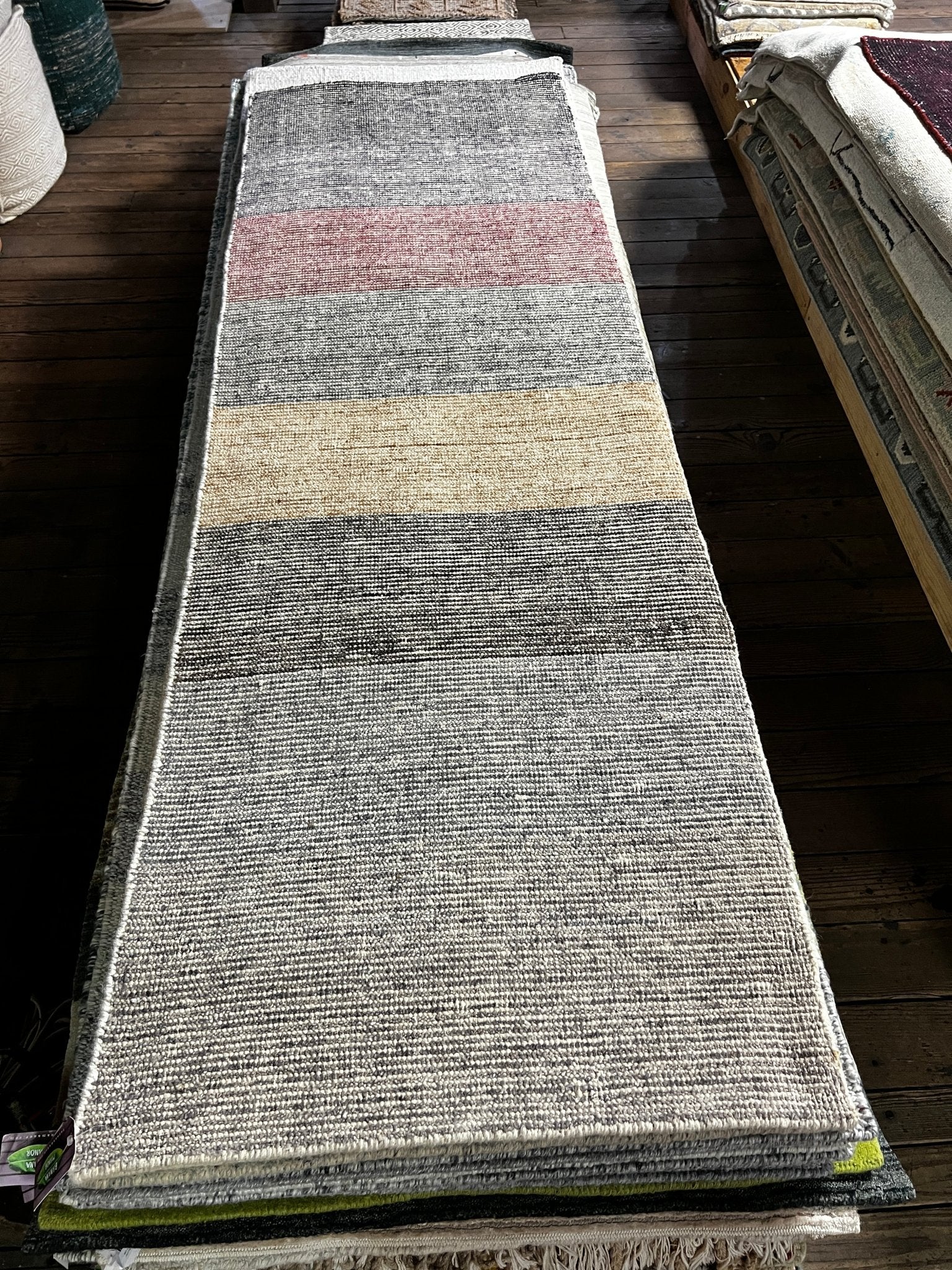 Doris 2.6x7.9 Striped Hand-Knotted Runner | Banana Manor Rug Factory Outlet
