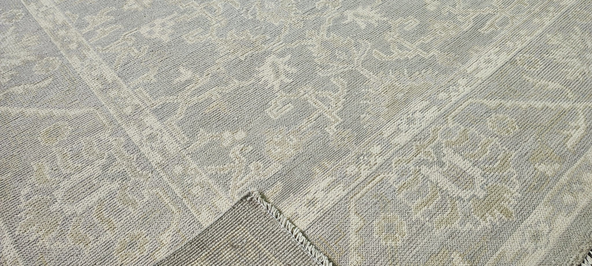 Drew Barrymore 9x11.9 Grey and Silver Hand-Knotted Oushak Rug | Banana Manor Rug Company