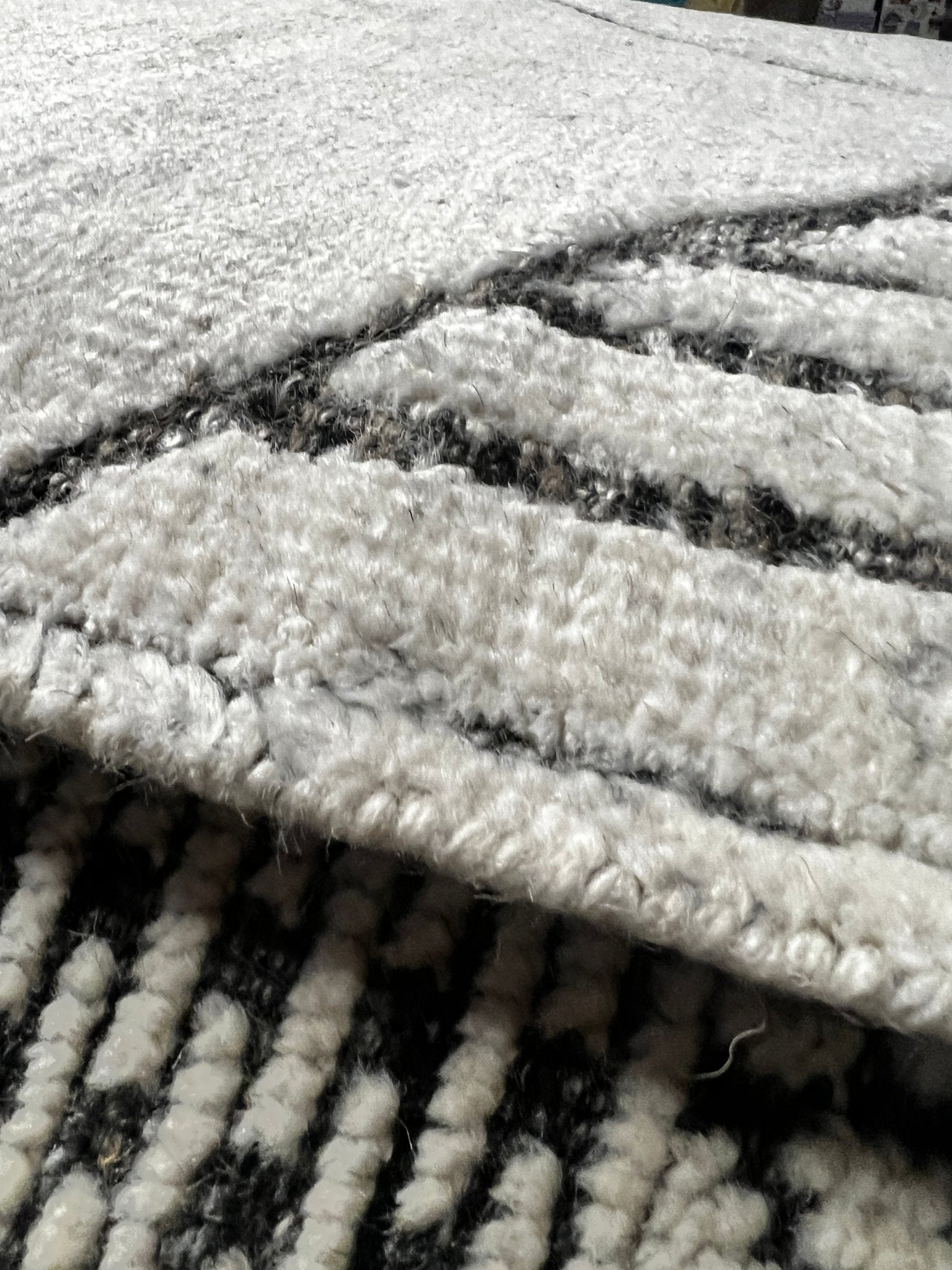 Dusty 3x10.3 Hand-Knotted Ivory & Grey Cut Pile Runner | Banana Manor Rug Factory Outlet