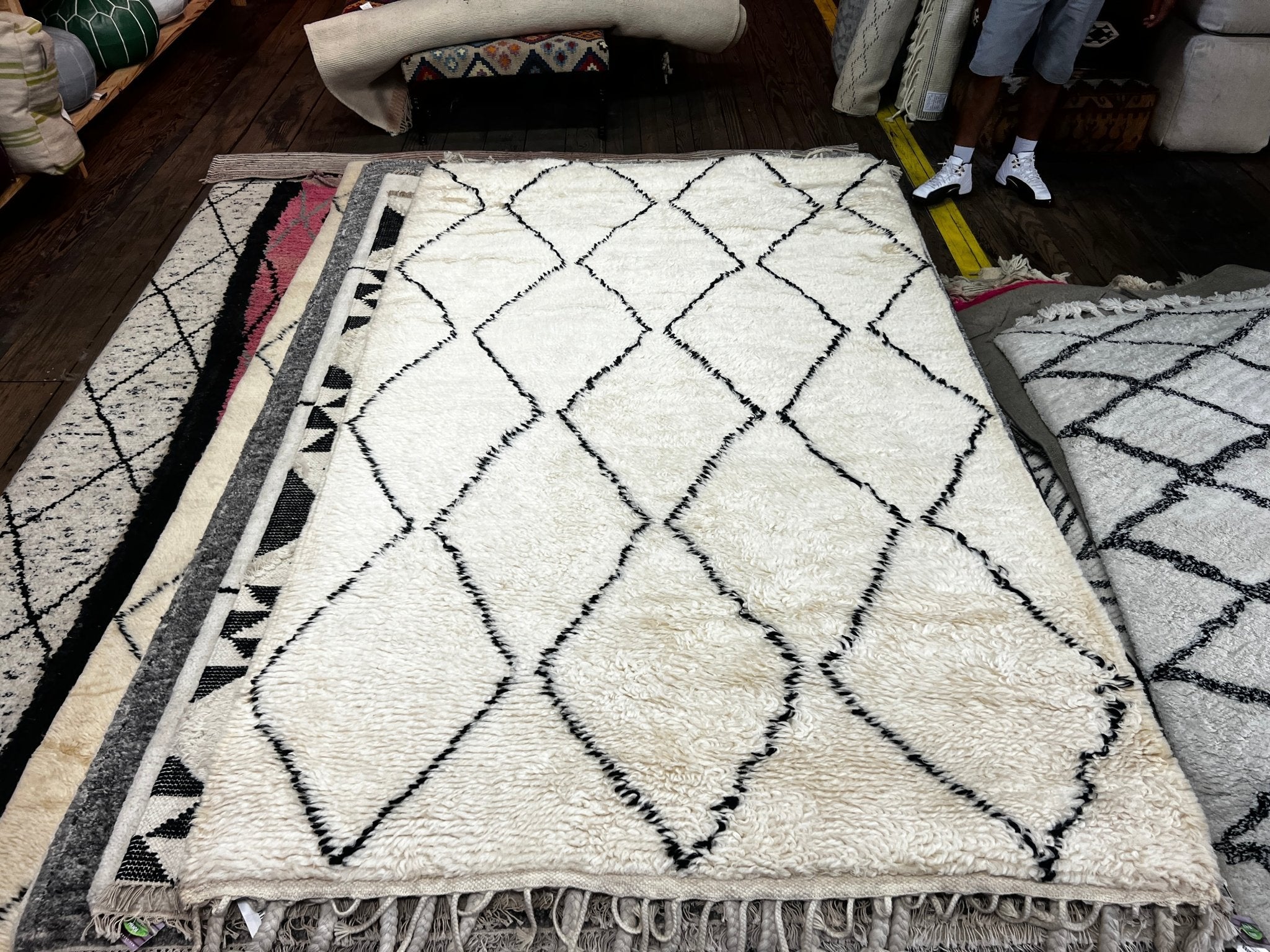 Dwayne Cameron 5X8.3 Hand-Knotted Ivory Moroccan Style | Banana Manor Rug Factory Outlet