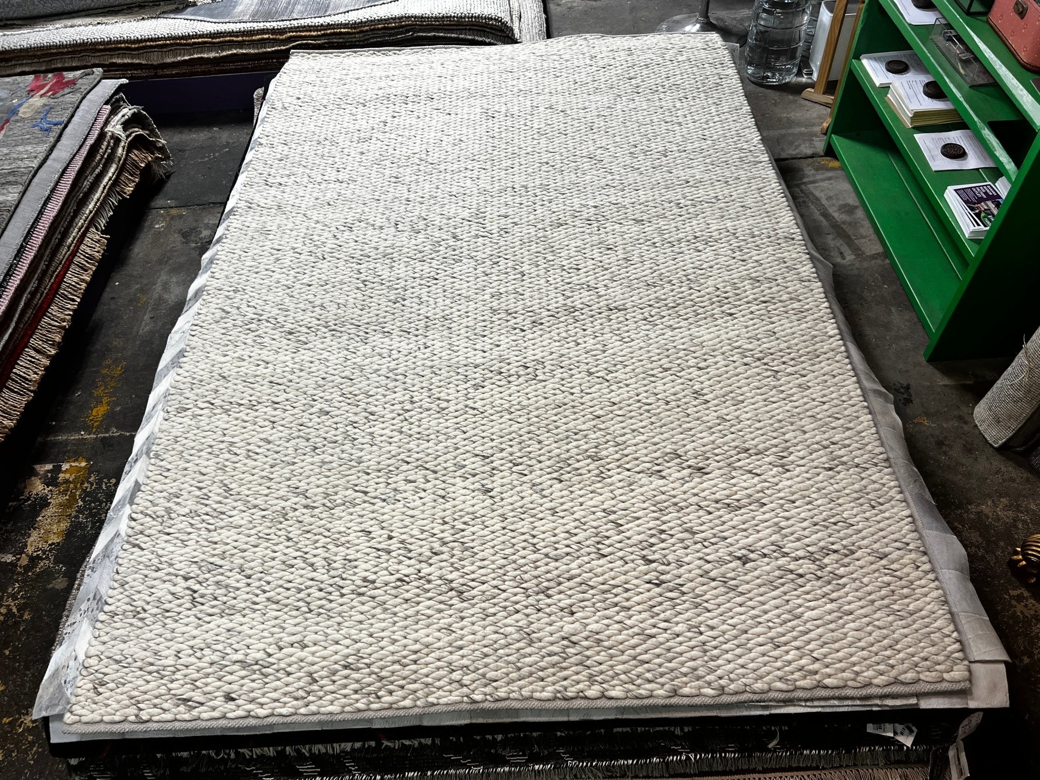 Edward Moore Handwoven Wool Durrie Natural Ivory Loop 6x9 | Banana Manor Rug Factory Outlet