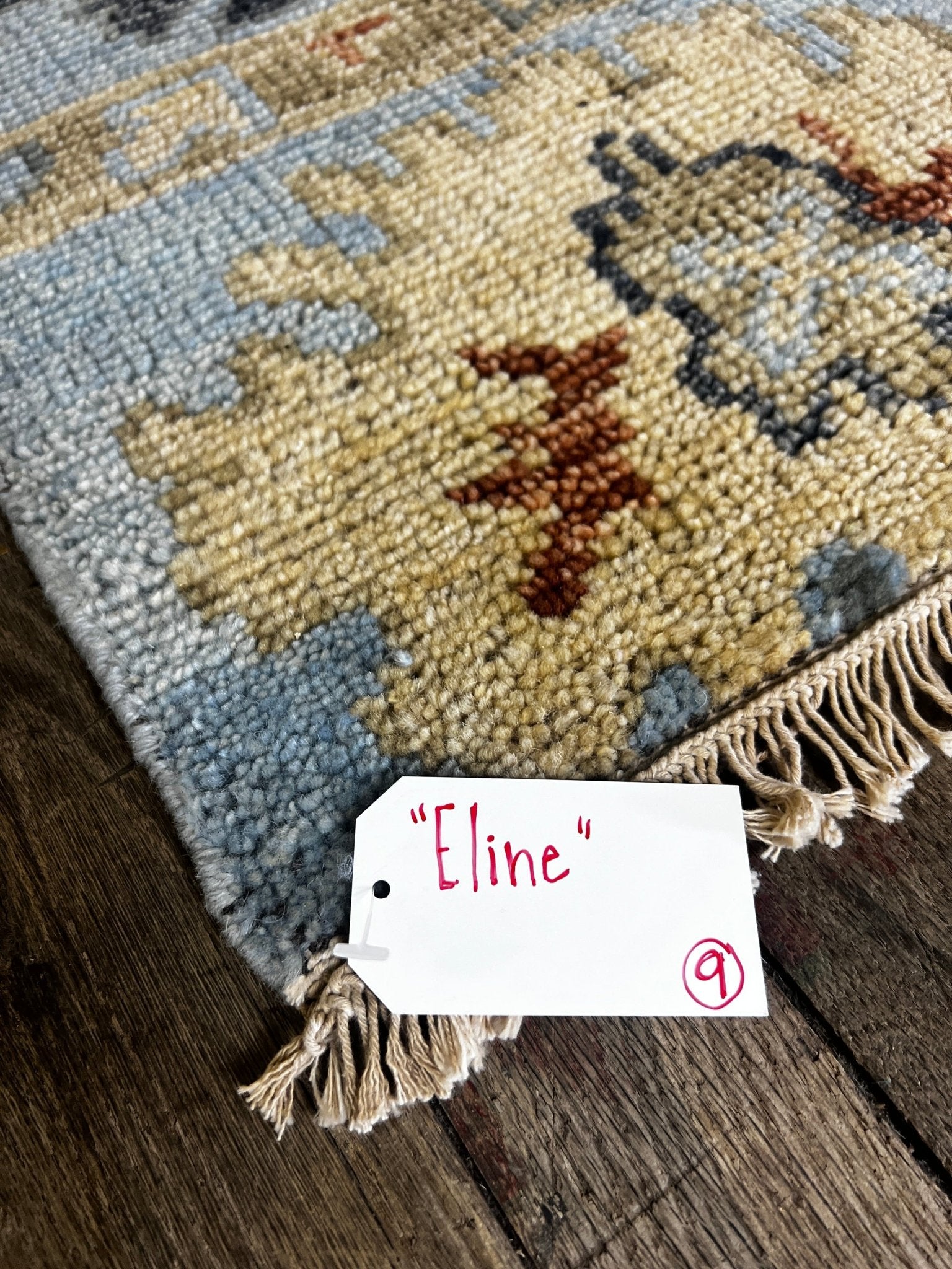 "Eline" Light Blue and Cream Hand-Knotted Oushak 8x10 | Banana Manor Rug Company