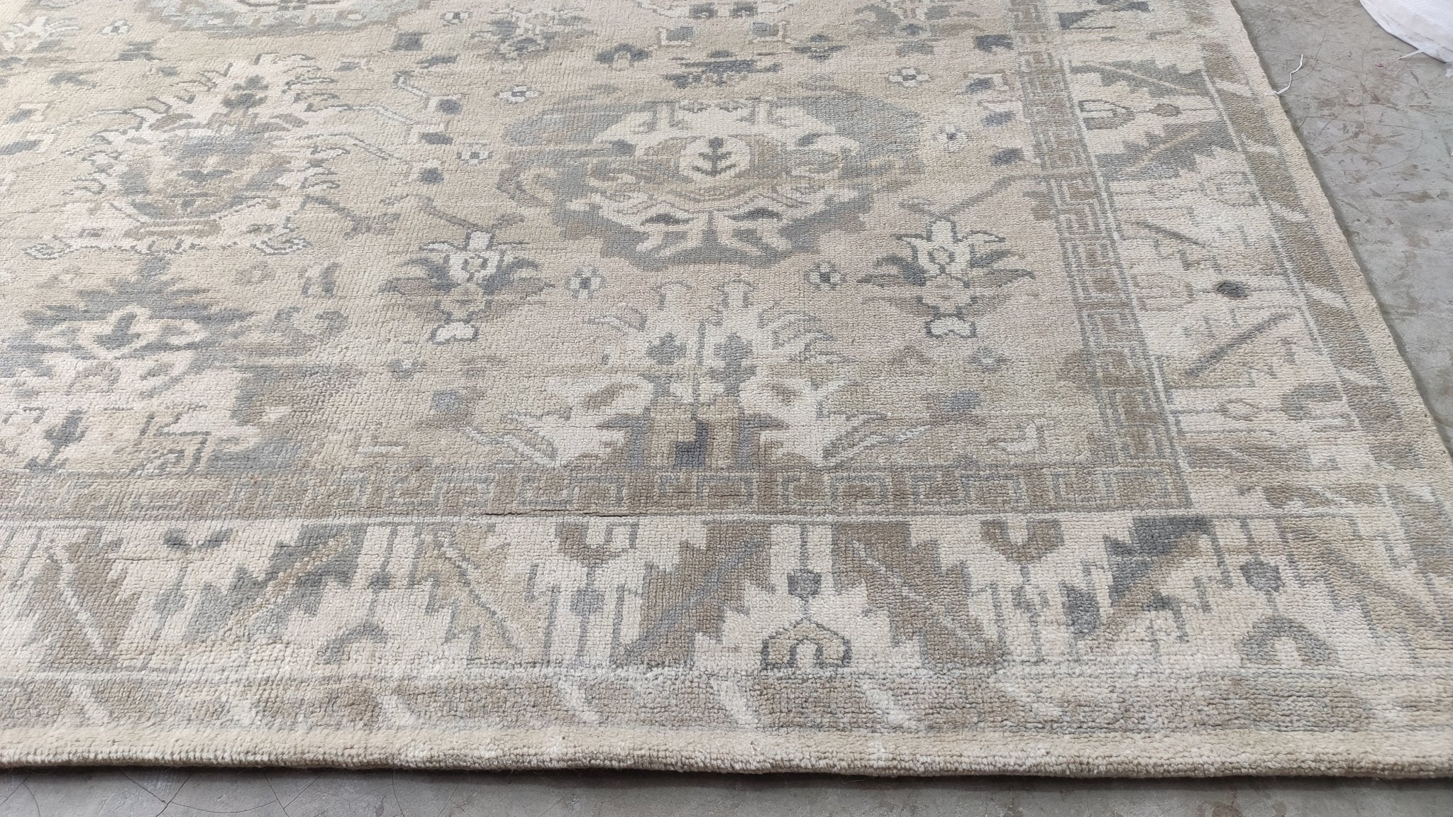 Elisa 9x12 Silver and Grey Hand-Knotted Oushak Rug | Banana Manor Rug Company