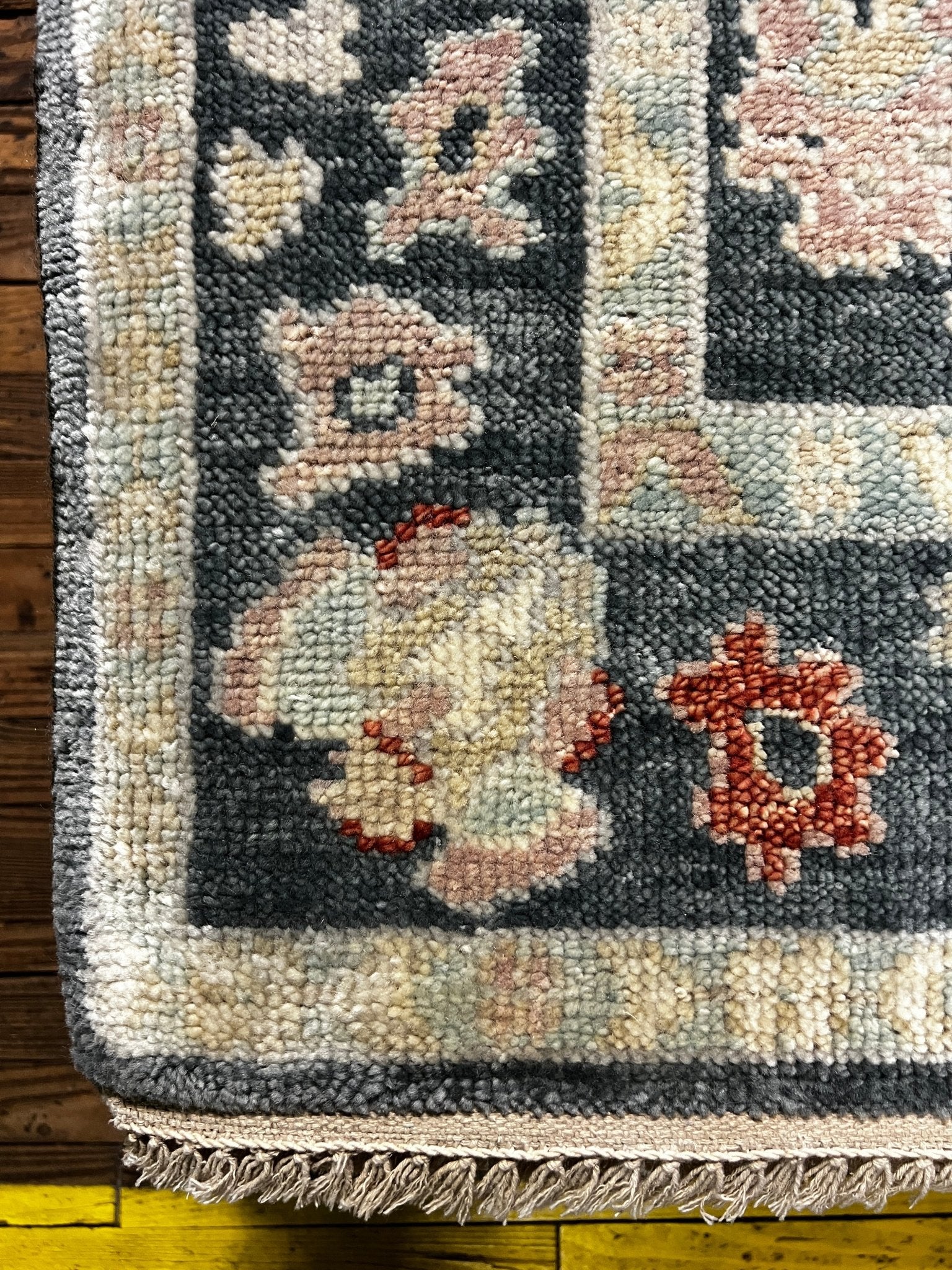 Elisha Cushman 3x11.6 Dark Grey Hand-Knotted Oushak Runner | Banana Manor Rug Factory Outlet