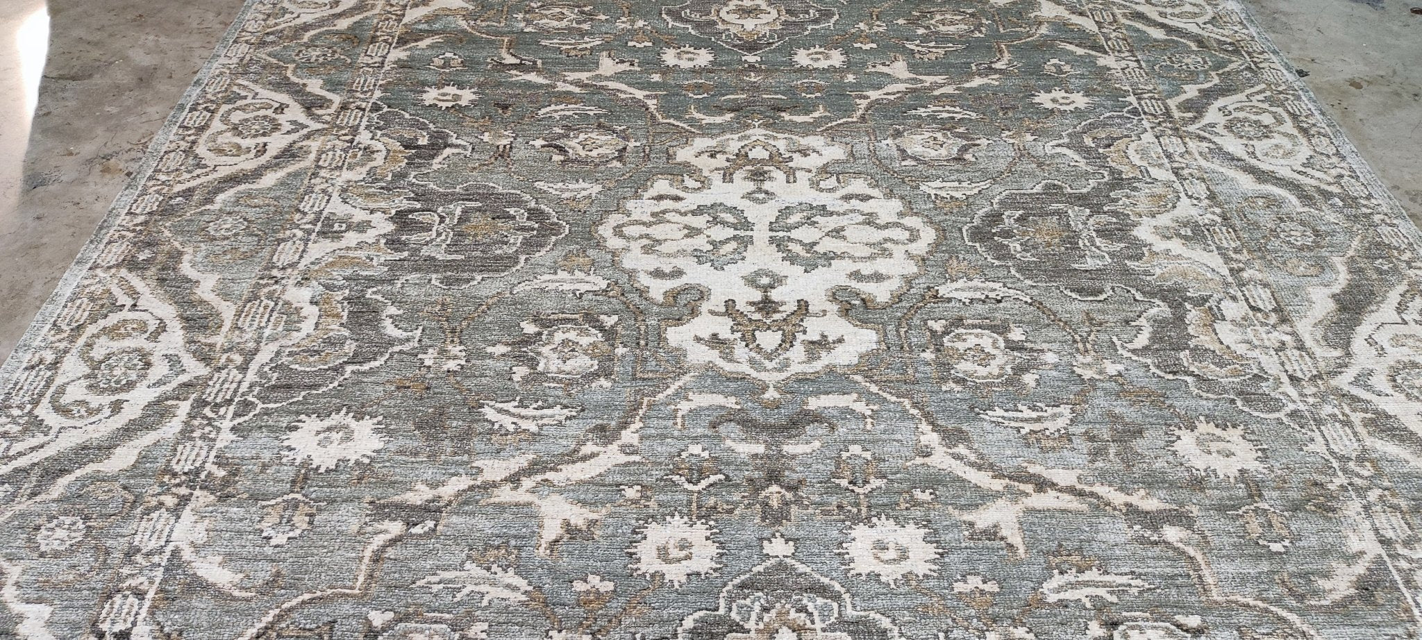 Elize du Toit Hand-Knotted Oushak Rug Grey and Tan 8.3x10 | Banana Manor Rug Company