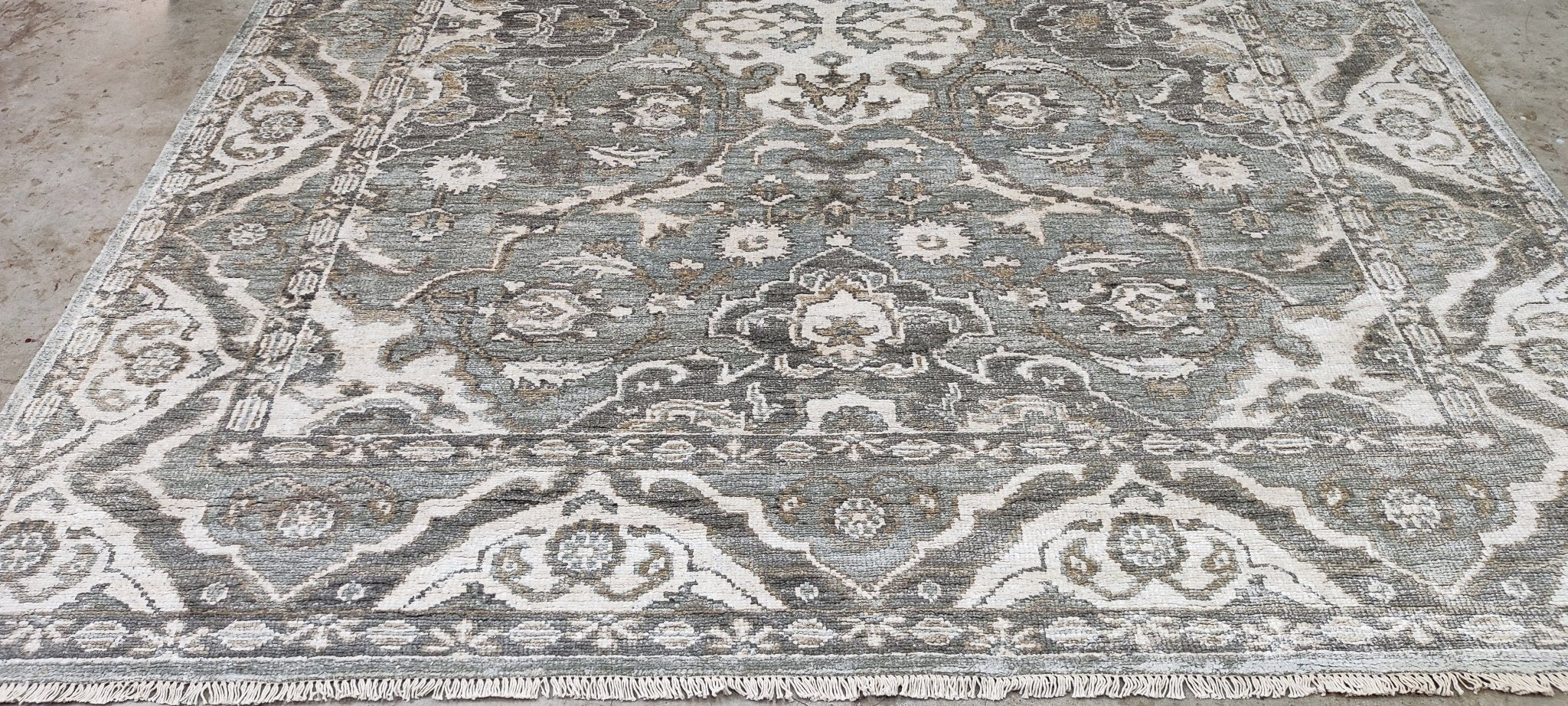 Elize du Toit Hand-Knotted Oushak Rug Grey and Tan 8.3x10 | Banana Manor Rug Company