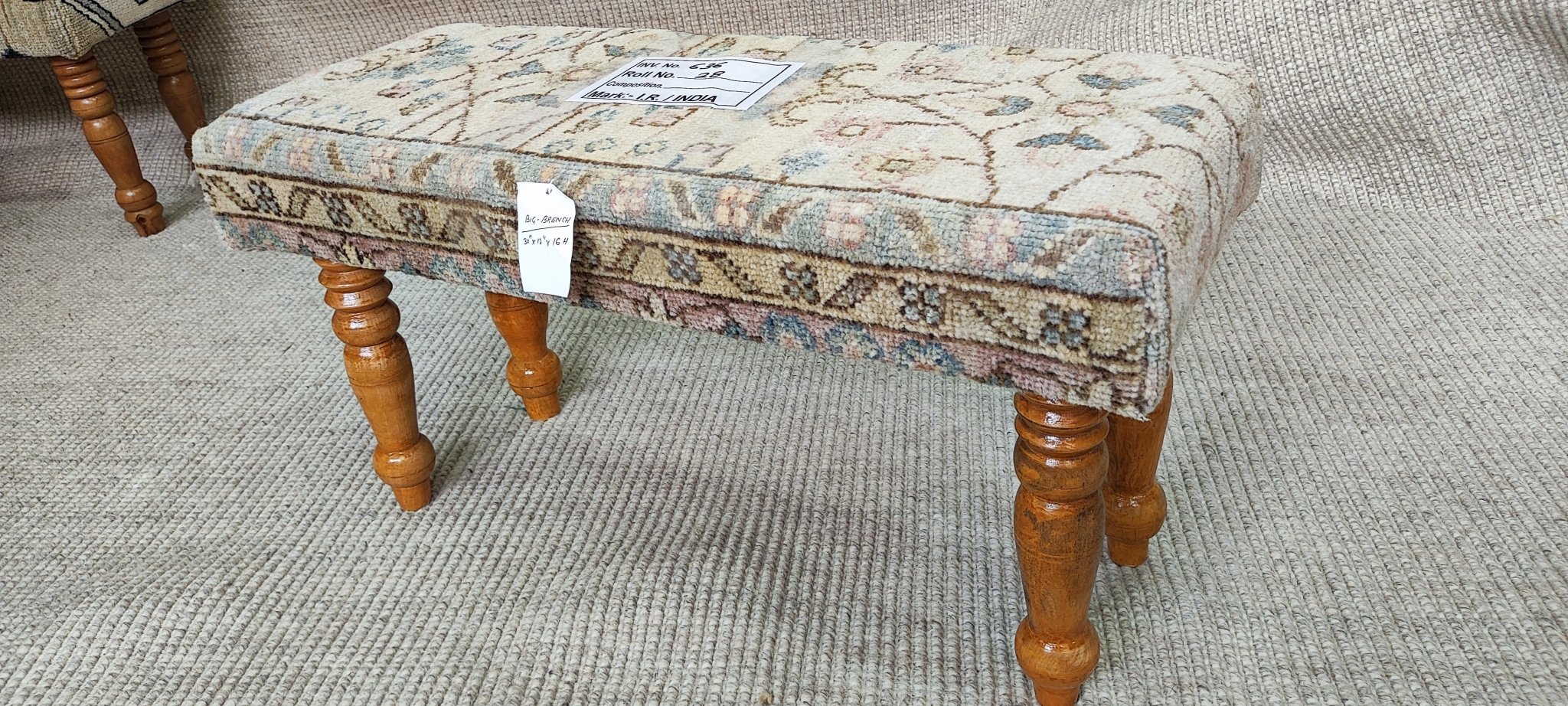 Ellen Corby 30x12x16 Wooden Upholstered Bench | Banana Manor Rug Factory Outlet