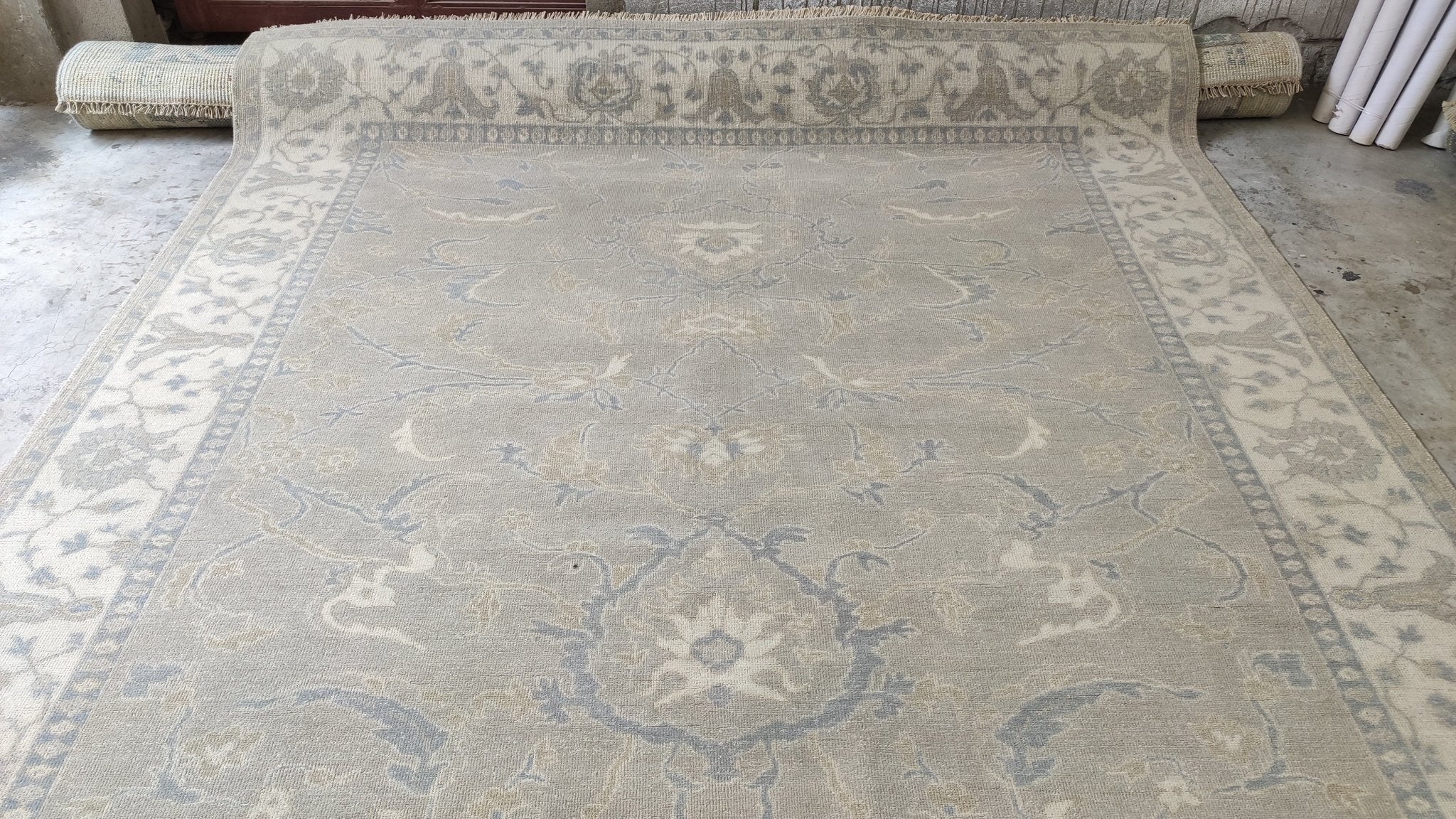 Elmira 8x9.9 Beige Hand-Knotted Oushak Rug | Banana Manor Rug Company