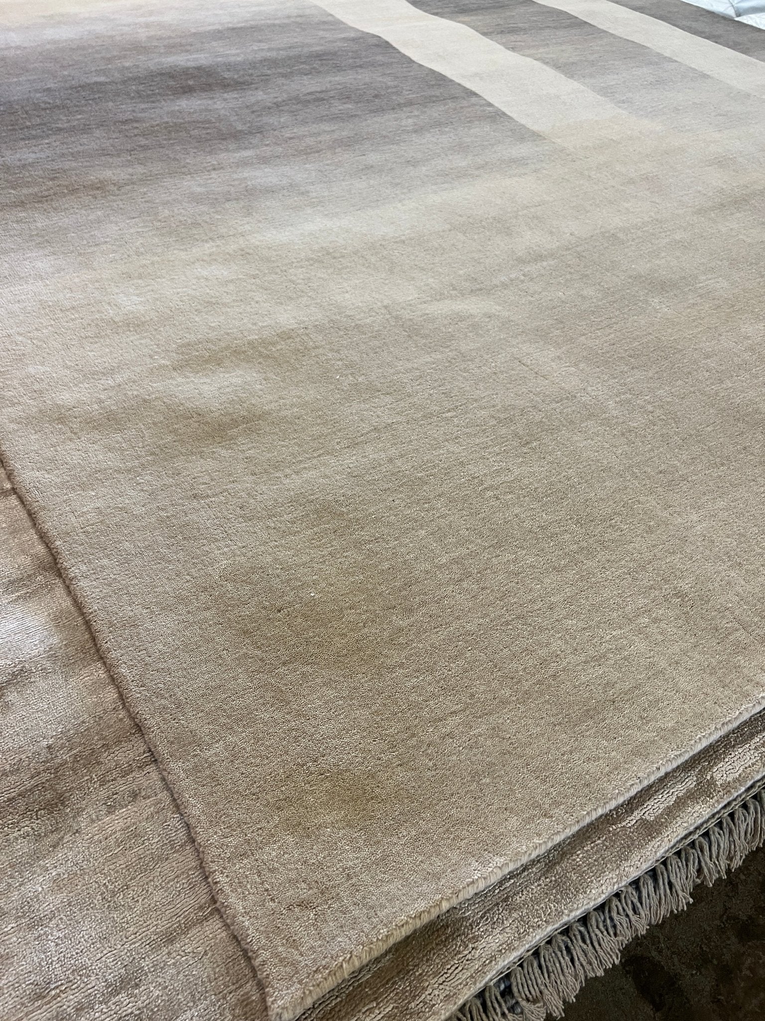 Elphaba 8x11 Ivory and Light Brown Handwoven Modern Rug | Banana Manor Rug Company