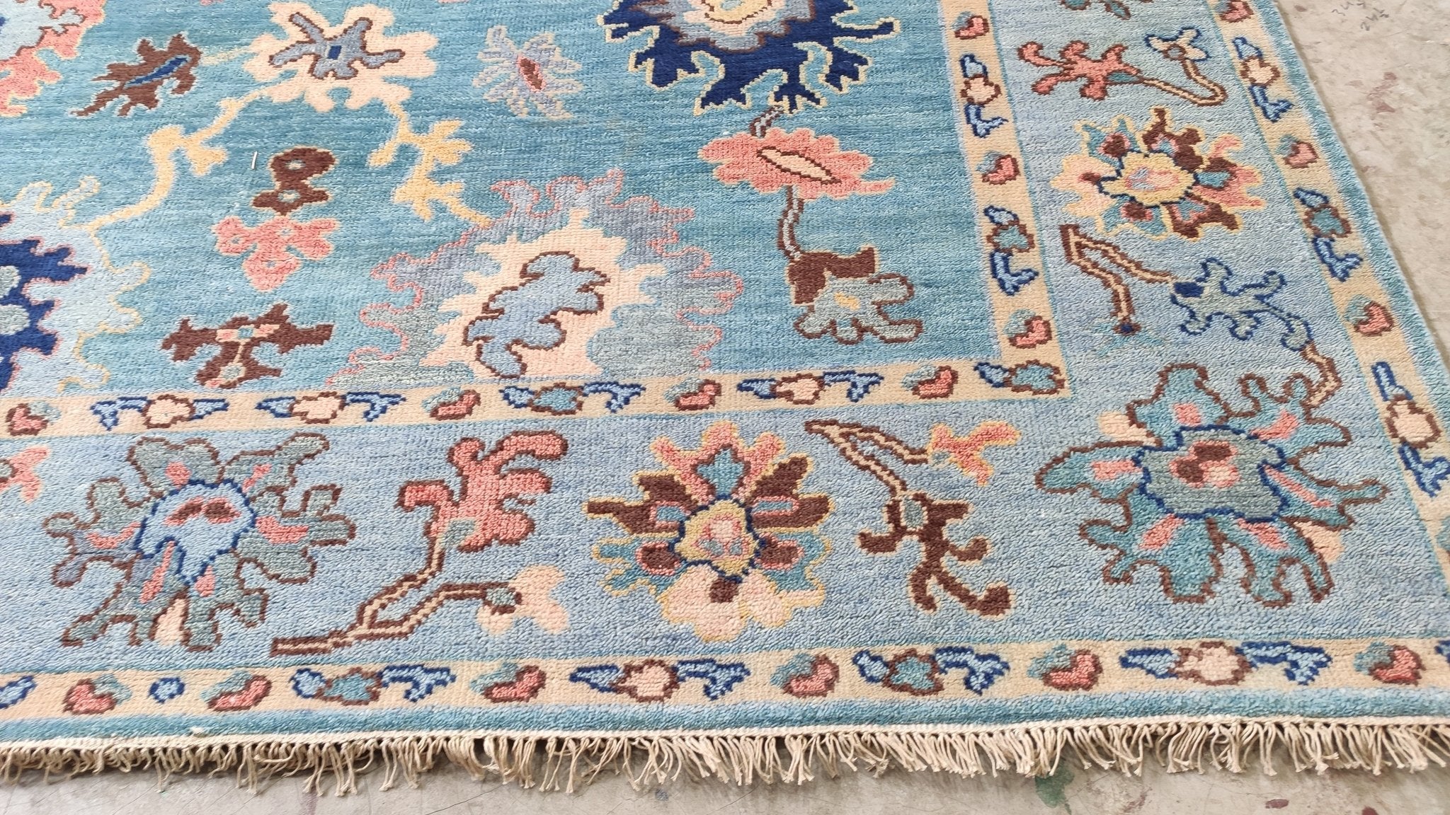 Elsa 8x10 Blue Hand-Knotted Oshak Rug | Banana Manor Rug Company