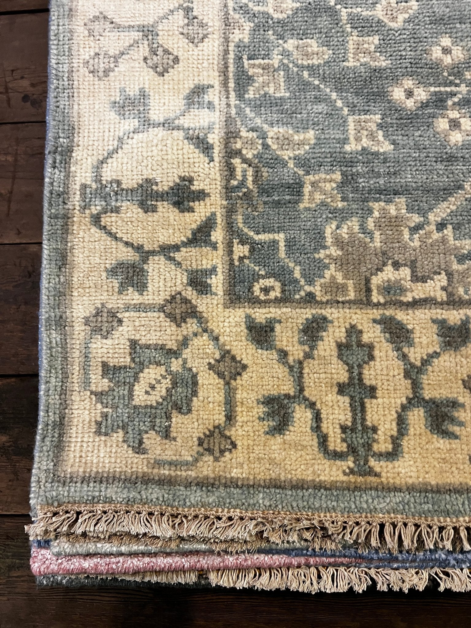 Elvera 4x6.3 Aqua & Ivory Oushak | Banana Manor Rug Factory Outlet