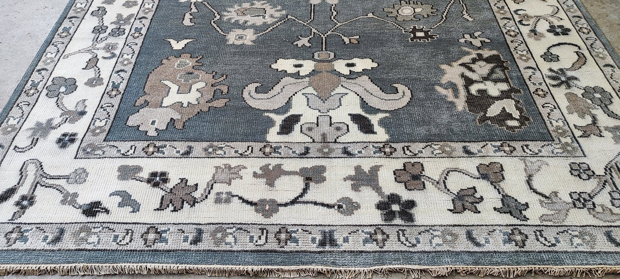 Emilia 9x11.9 Grey and Ivory Oushak | Banana Manor Rug Factory Outlet