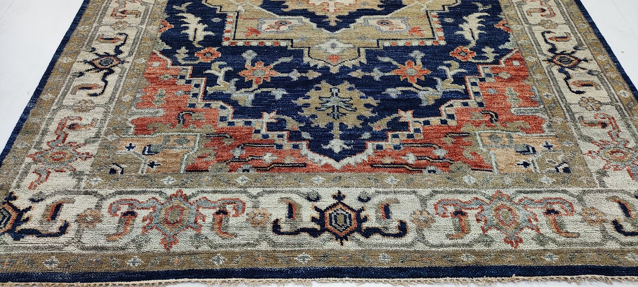 Emily O'Brien 8x10 Hand-Knotted Blue & Beige Serapi | Banana Manor Rug Factory Outlet