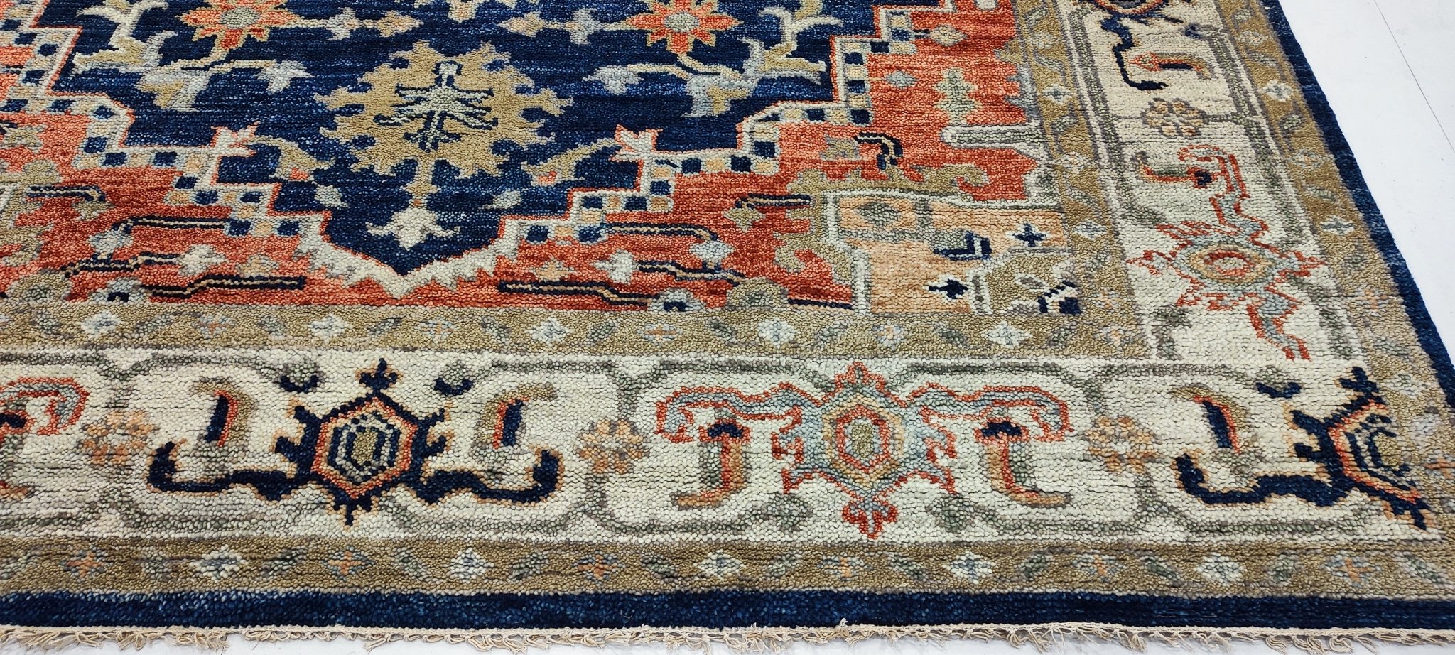 Emily O'Brien 8x10 Hand-Knotted Blue & Beige Serapi | Banana Manor Rug Factory Outlet