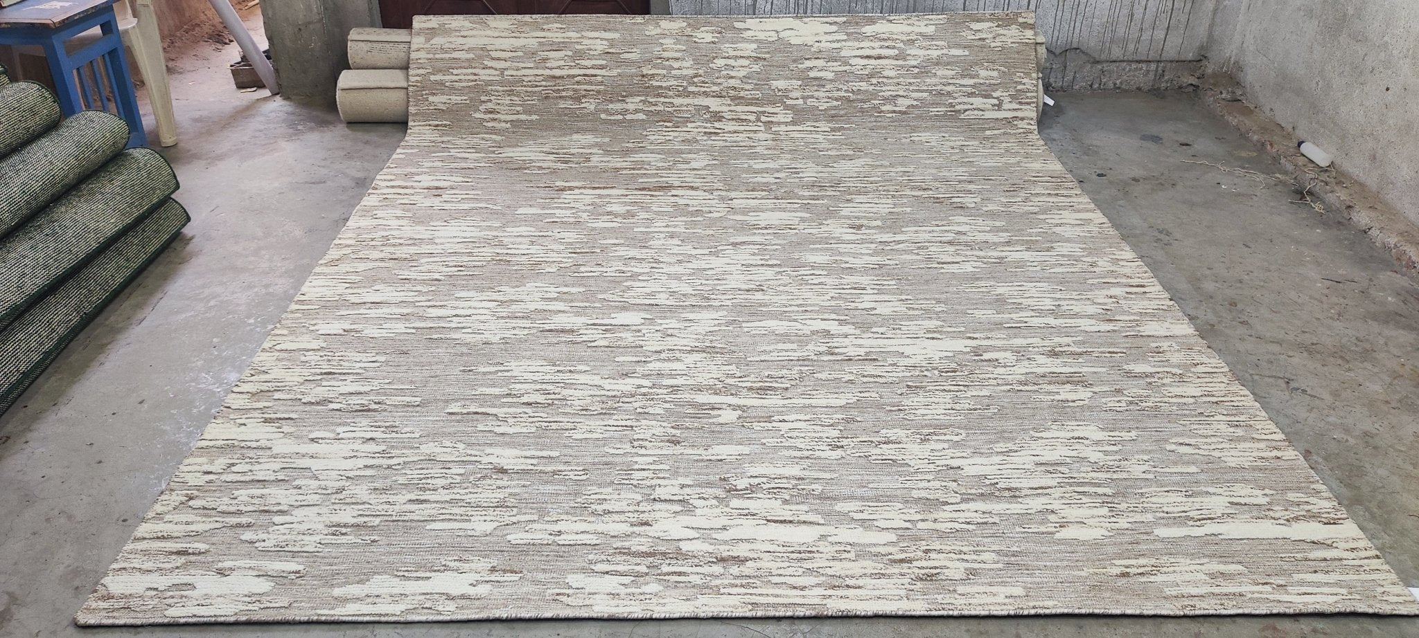 Emmett Skelton Hand-Knotted Modern Natural and Grey High-Low 8.3X10 | Banana Manor Rug Company