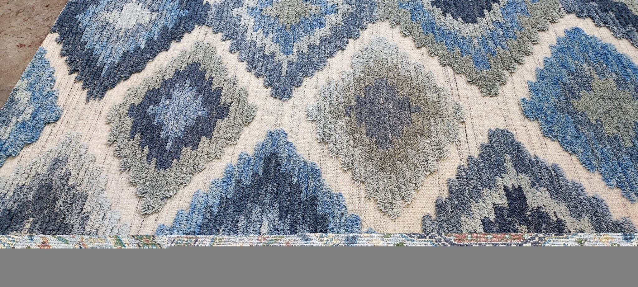 Erin Rose 5x7.9 Handwoven Blue & Ivory High Low | Banana Manor Rug Factory Outlet