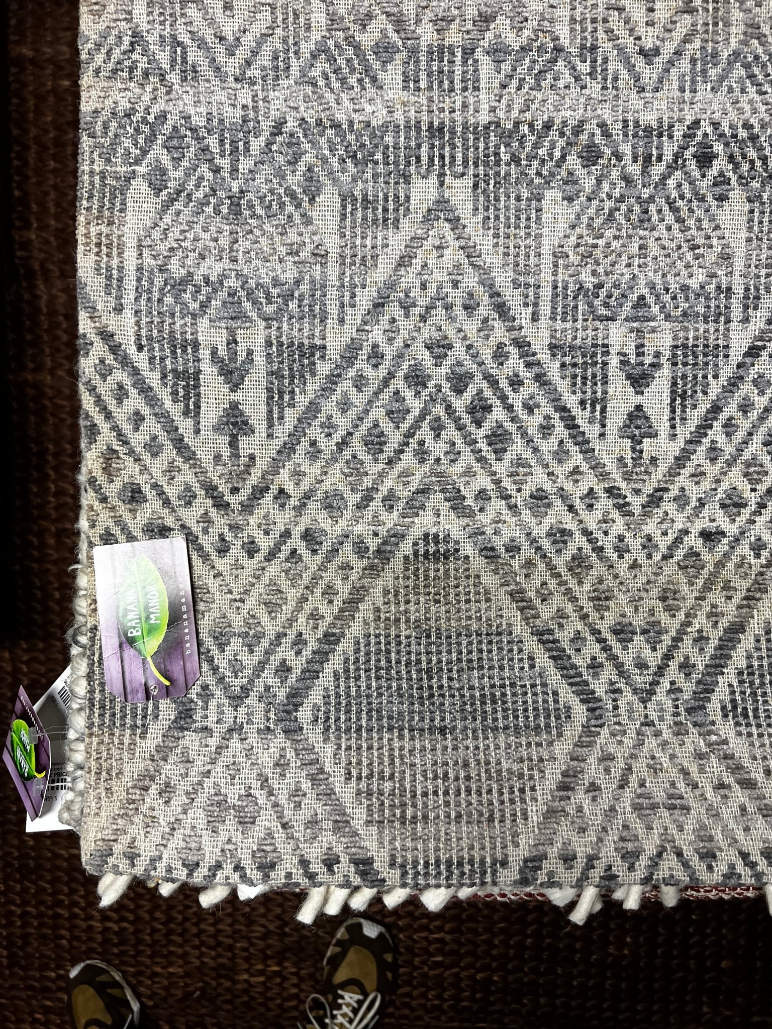 Erm 5.3x7.6 Grey Looped Ball Handwoven Durrie Rug | Banana Manor Rug Factory Outlet