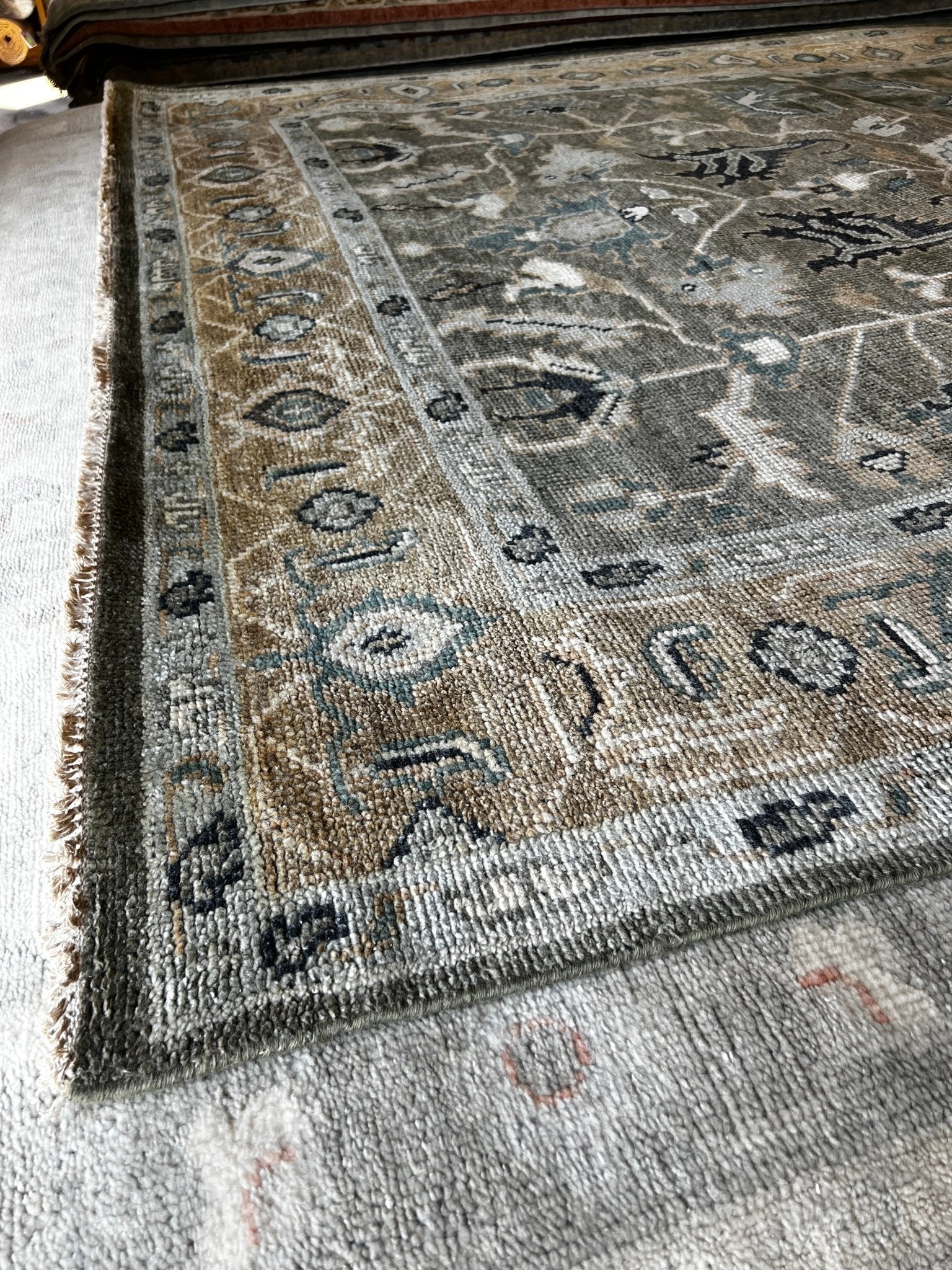 Etta 8x10 Hand-Knotted Light Green & Beige Oushak | Banana Manor Rug Factory Outlet