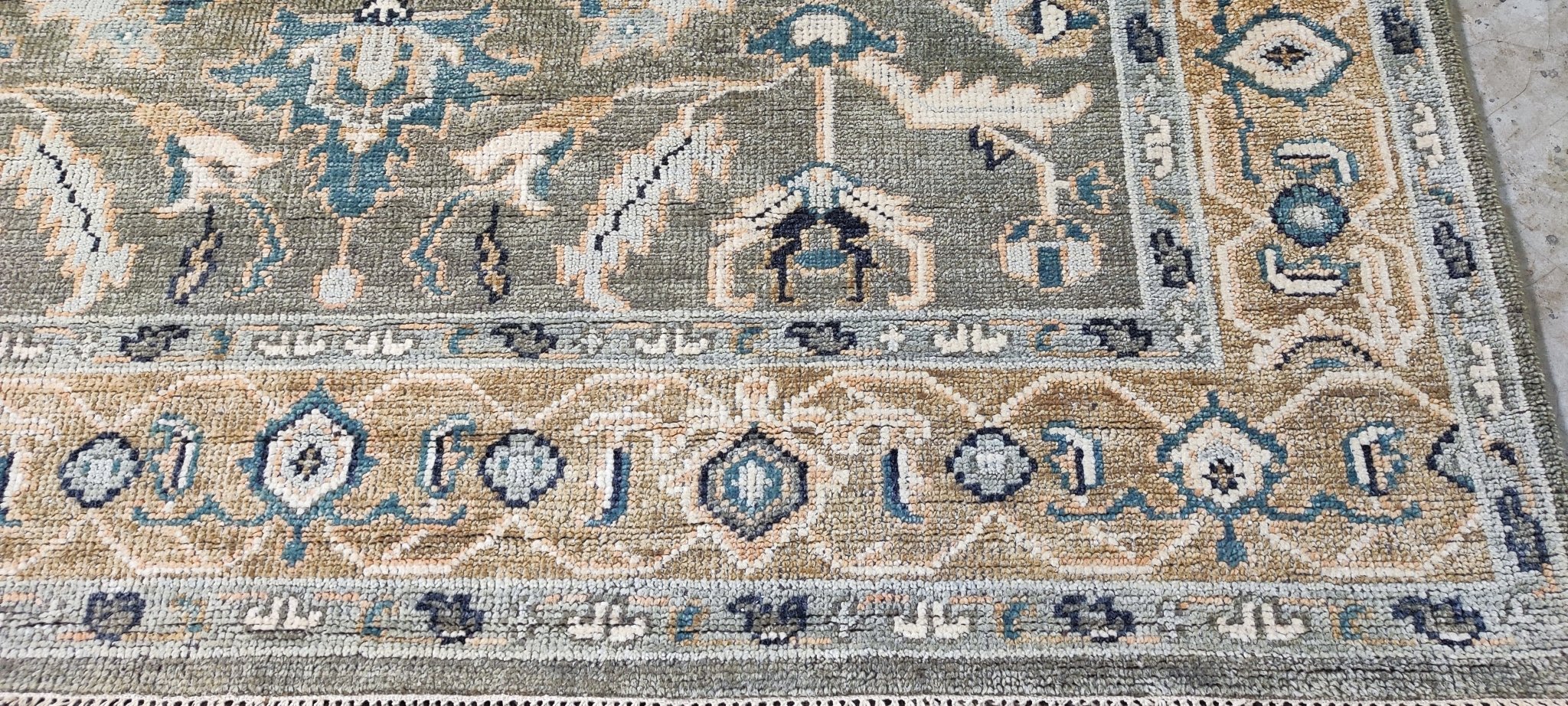 Etta 8x10 Hand Knotted Light Green & Beige Oushak | Banana Manor Rug Factory Outlet