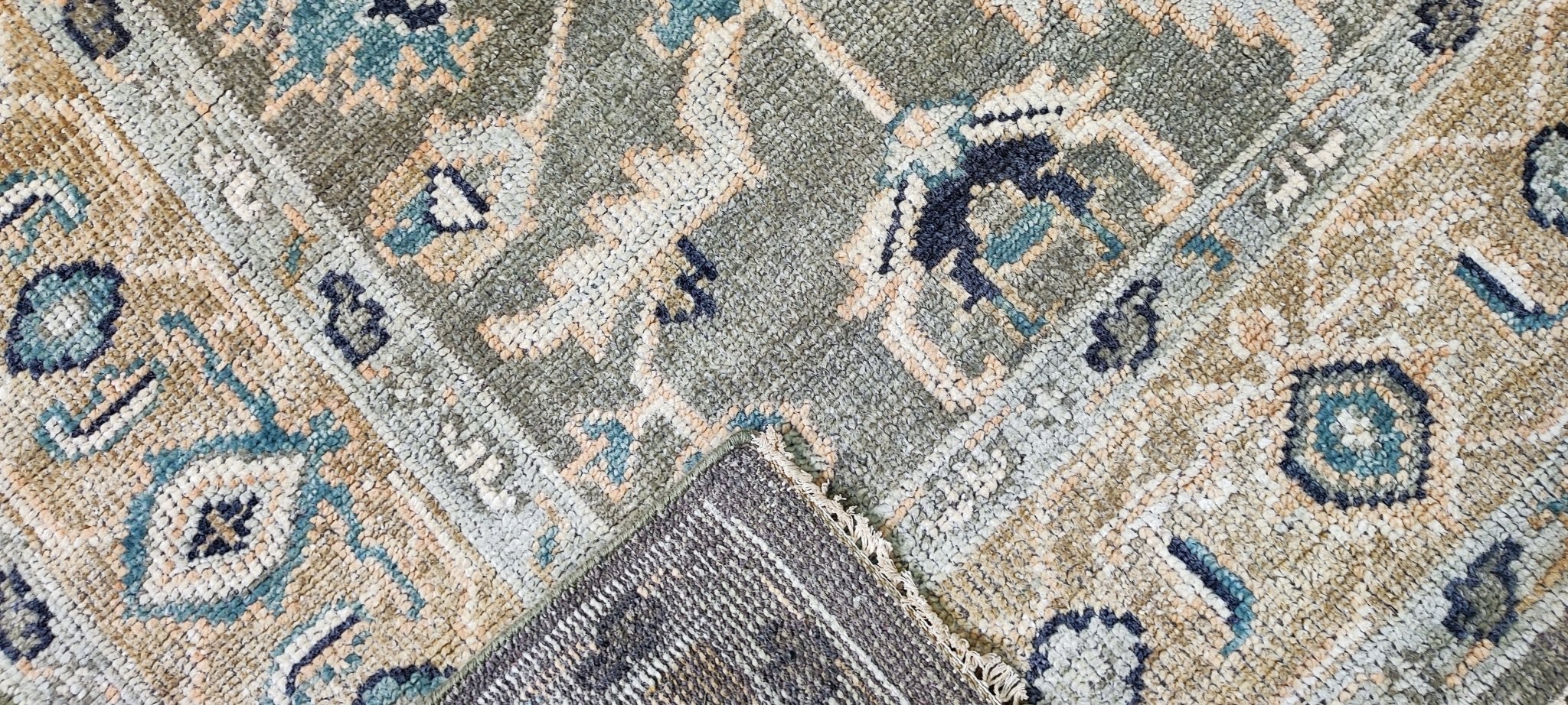 Etta 8x10 Hand Knotted Light Green & Beige Oushak | Banana Manor Rug Factory Outlet