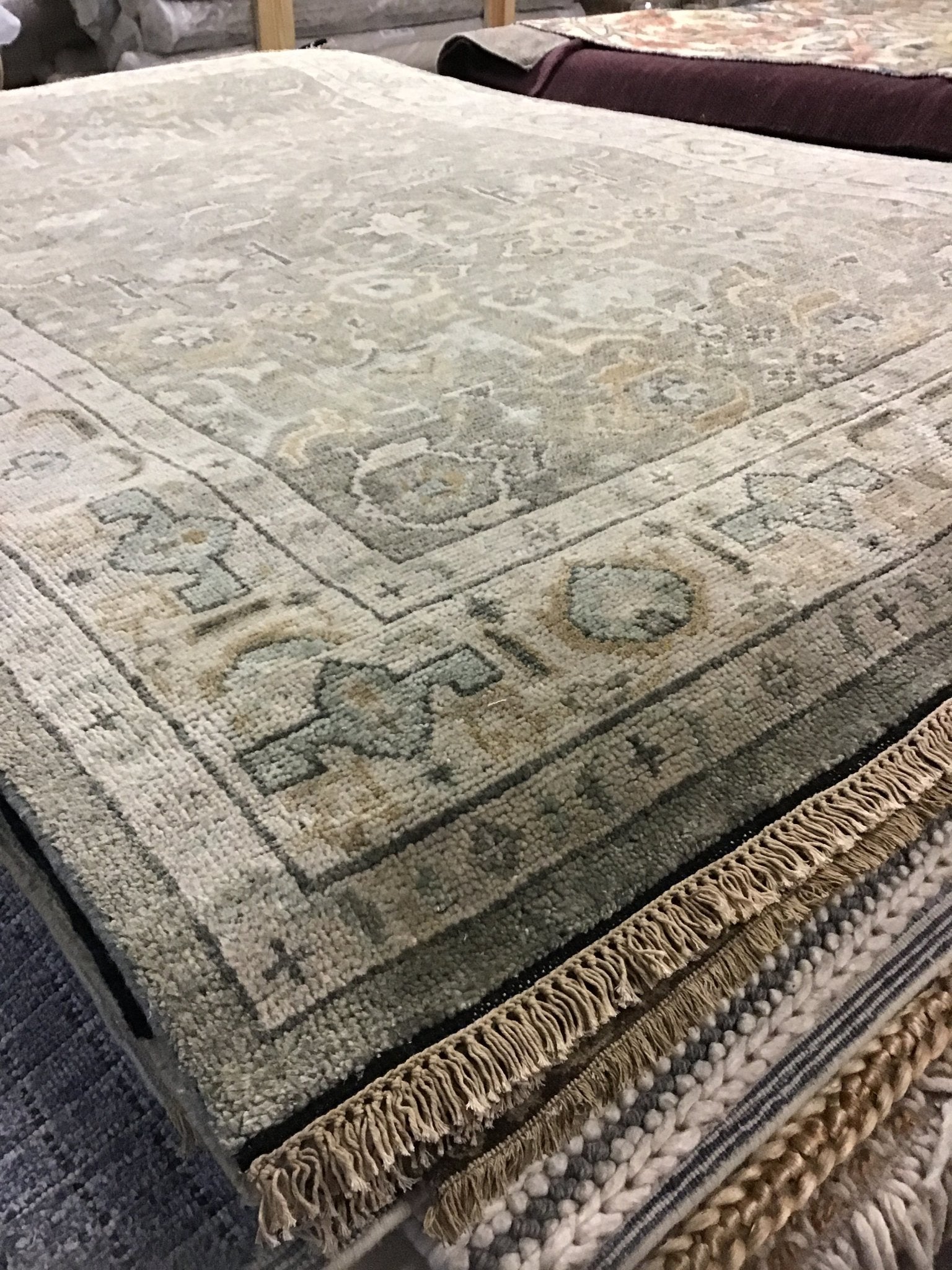 Evangeline 6x9 Grey and Beige Hand-Knotted Oushak Rug | Banana Manor Rug Company