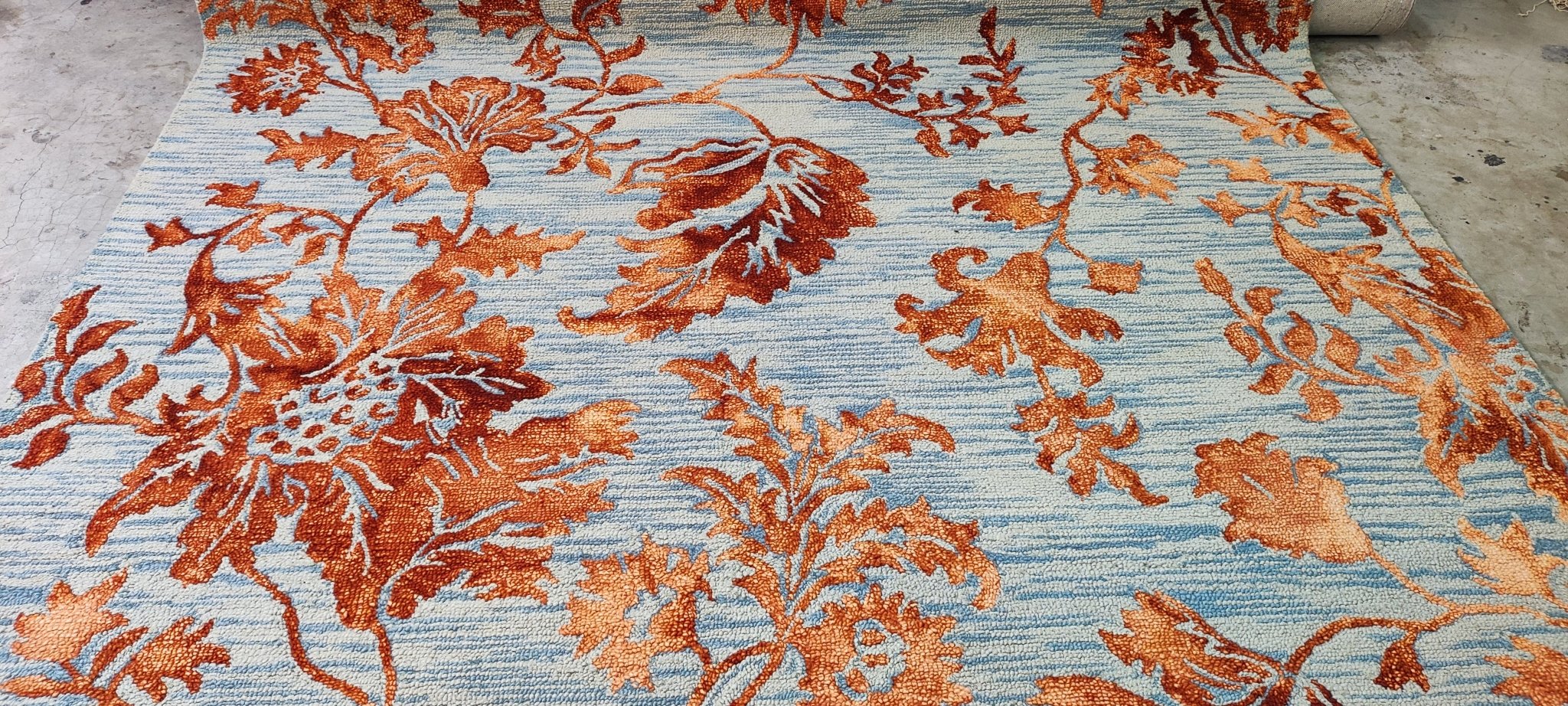 Ewan Roy Hand-Tufted Wool Aqua & Gold Floral | Banana Manor Rug Factory Outlet