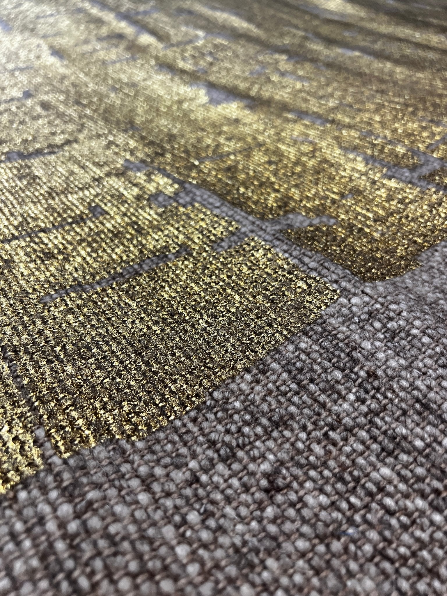 Excalibur 5x7.9 Handwoven Grey & Gold Printed Durrie | Banana Manor Rug Factory Outlet