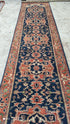 FAYM 2.6x12 Blue and Rust Hand-Knotted Serapi Runner | Banana Manor Rug Company