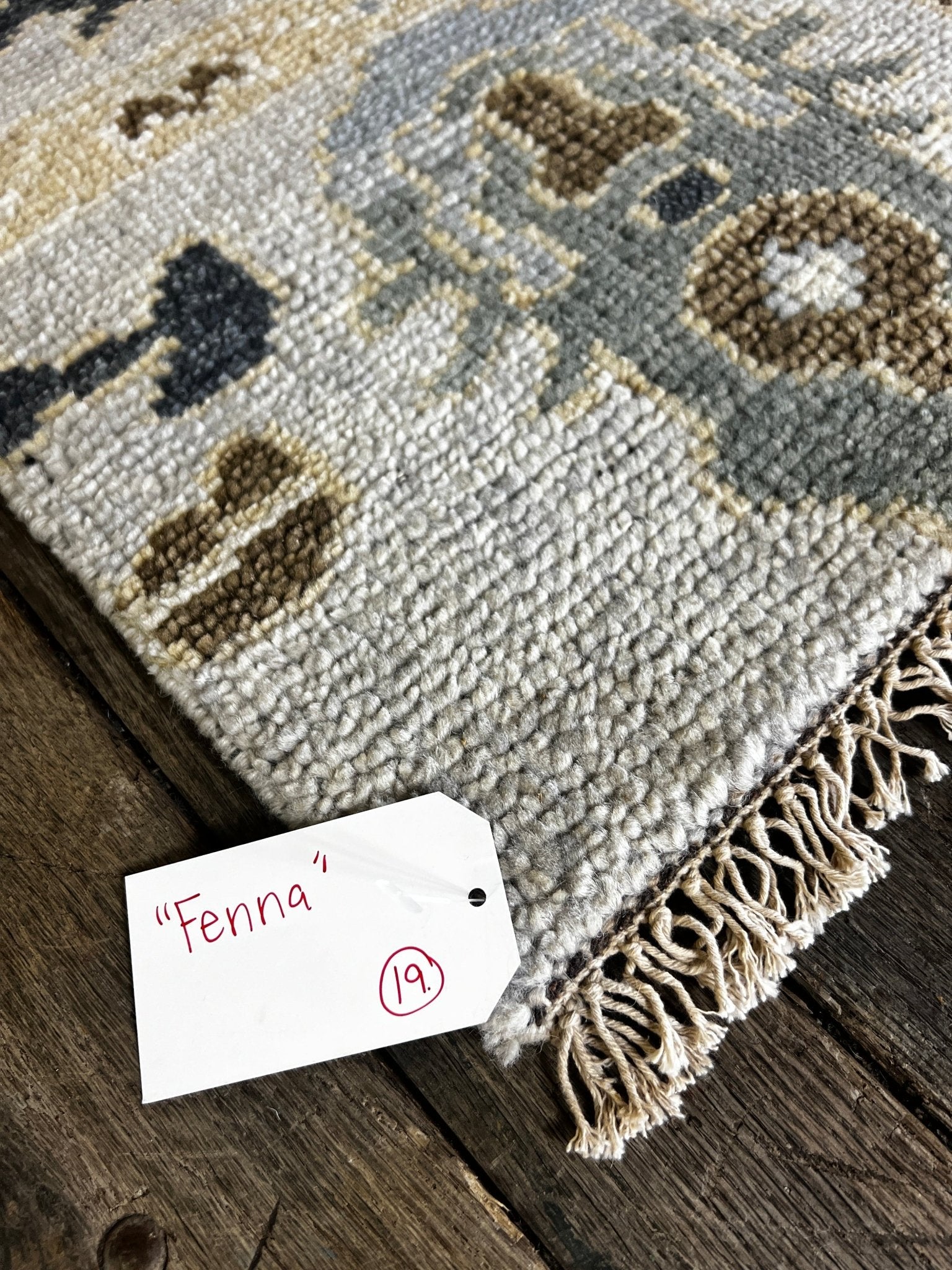 "Fenna" Grey and Brown Hand-Knotted Oushak Sample | Banana Manor Rug Company