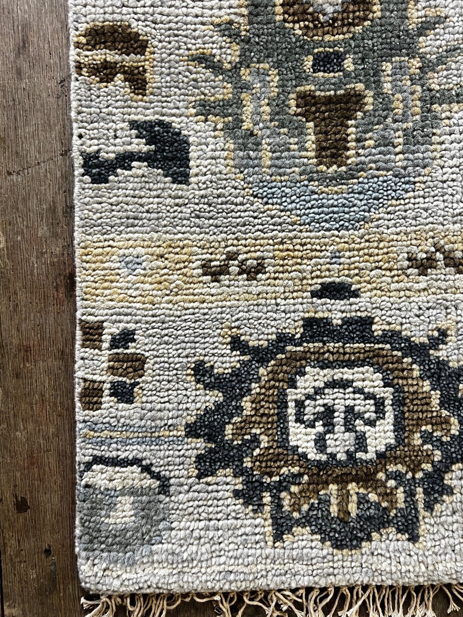 "Fenna" Grey and Brown Hand-Knotted Oushak Sample | Banana Manor Rug Company