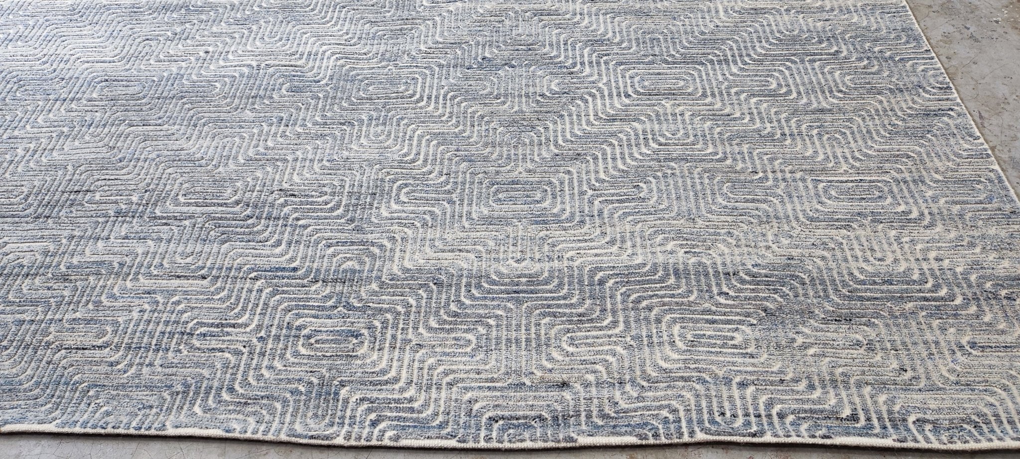 Feodor 9x12 Hand-Knotted Light Blue & Ivory Modern | Banana Manor Rug Factory Outlet